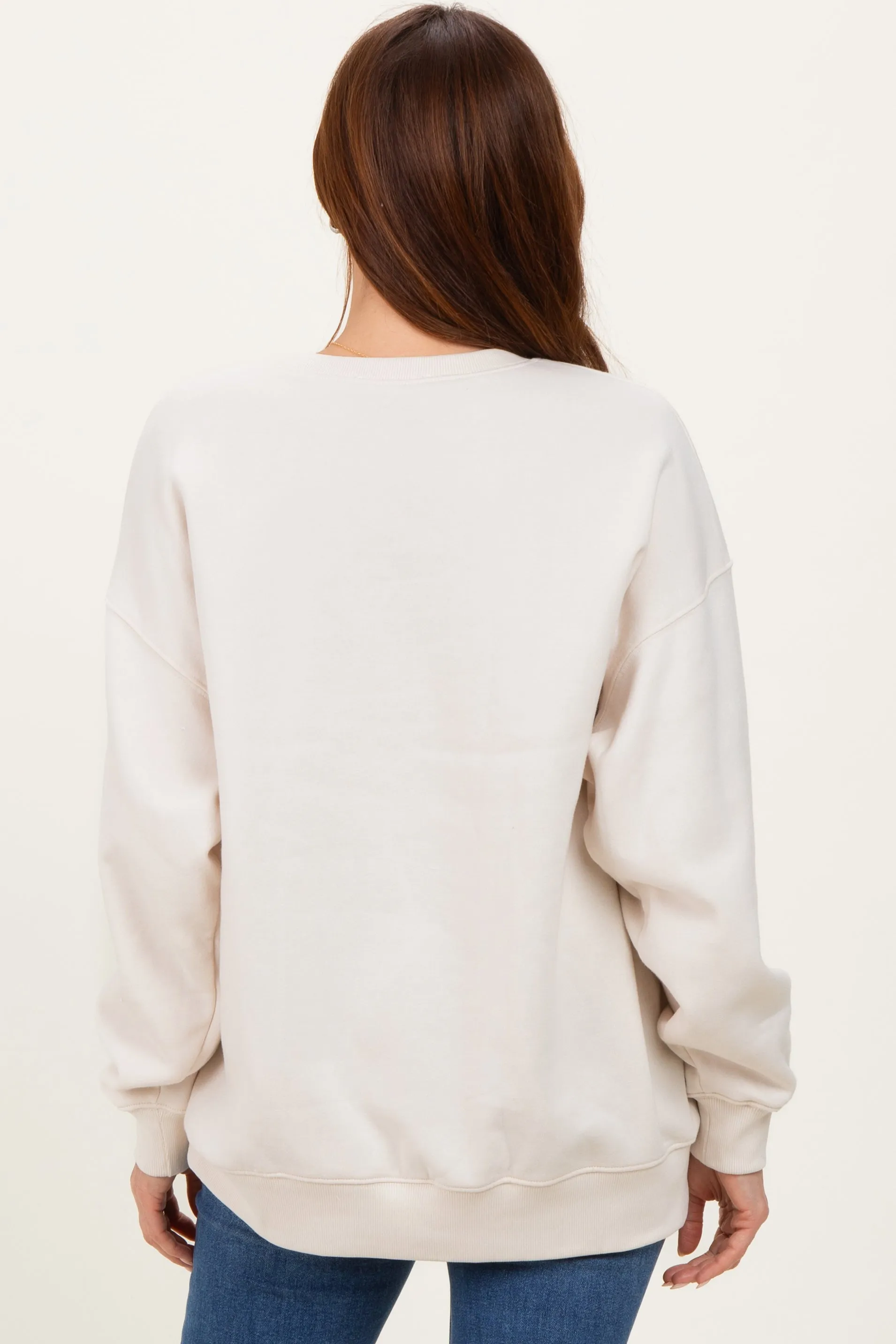 Sand Oversized Fleece Sweatshirt sold by Pinkblush product image thumbnail 4