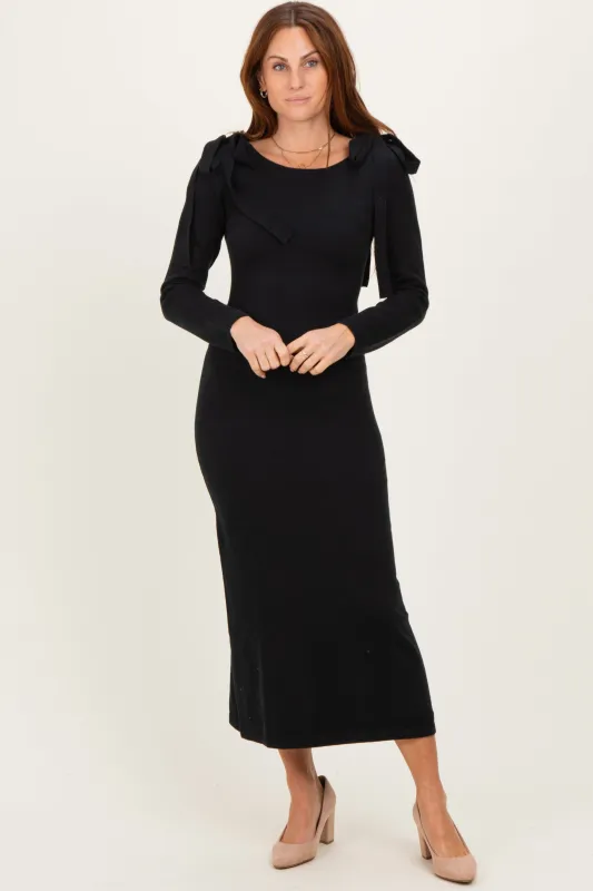 Black Bow Shoulder Knit Dress made by Able