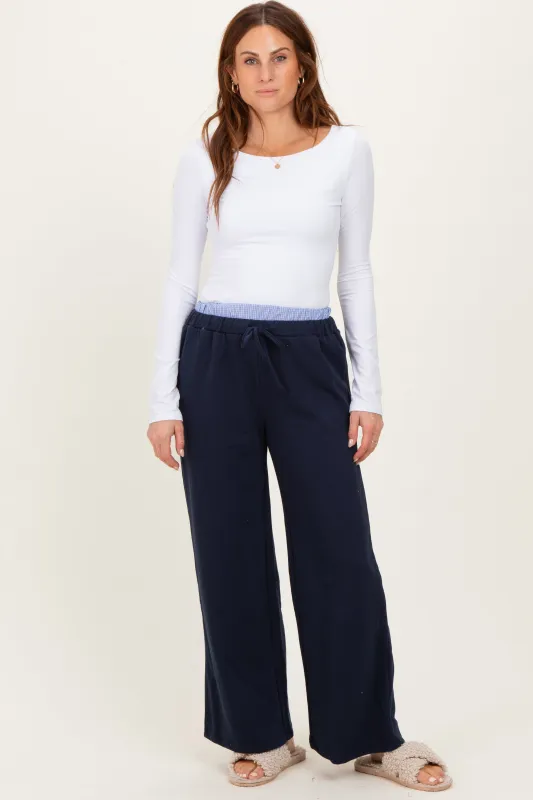 Navy Contrast Waistband Lounge Pants made by Active Basic