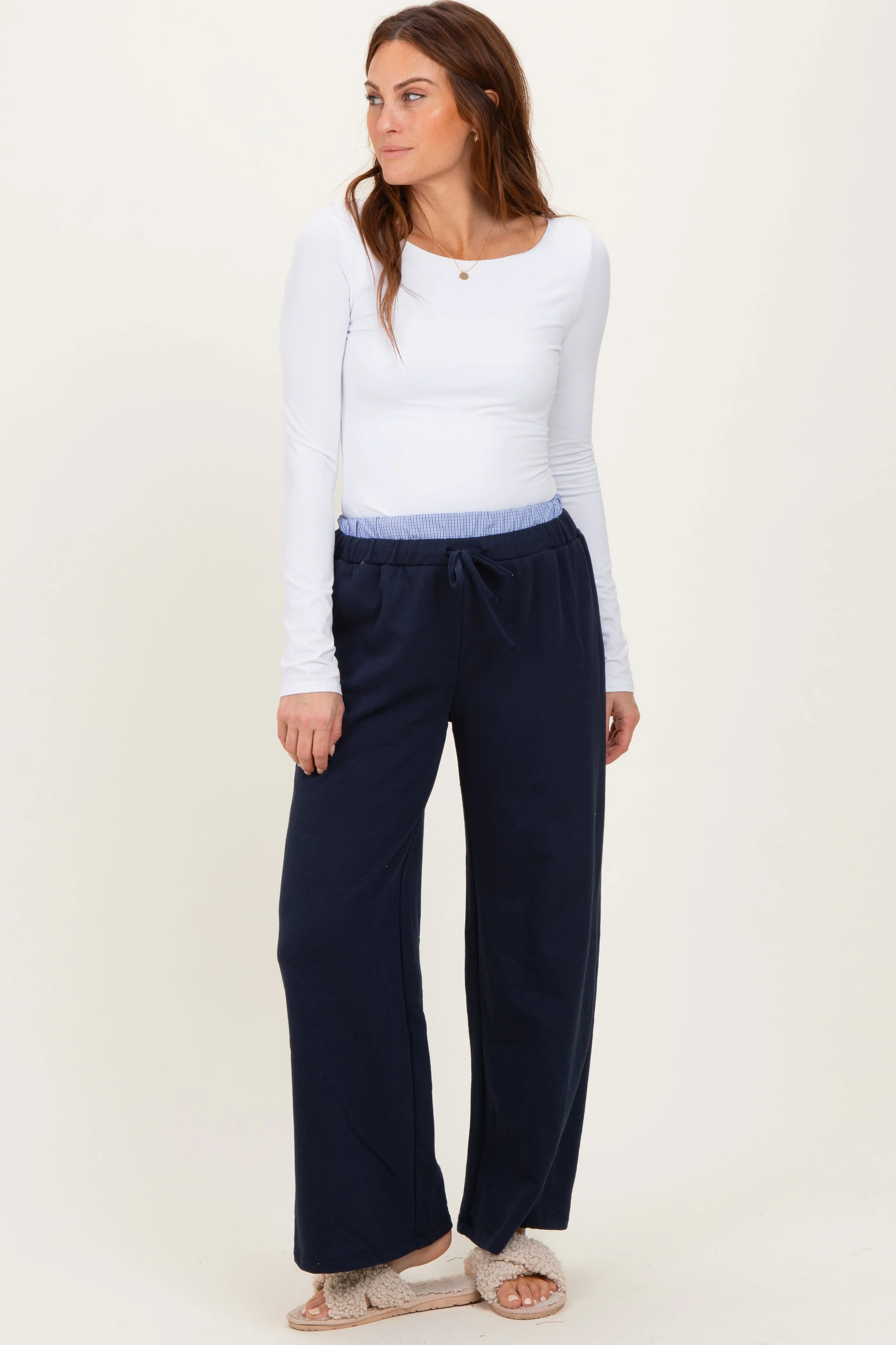 Navy Contrast Waistband Lounge Pants sold by Pinkblush product image thumbnail 2