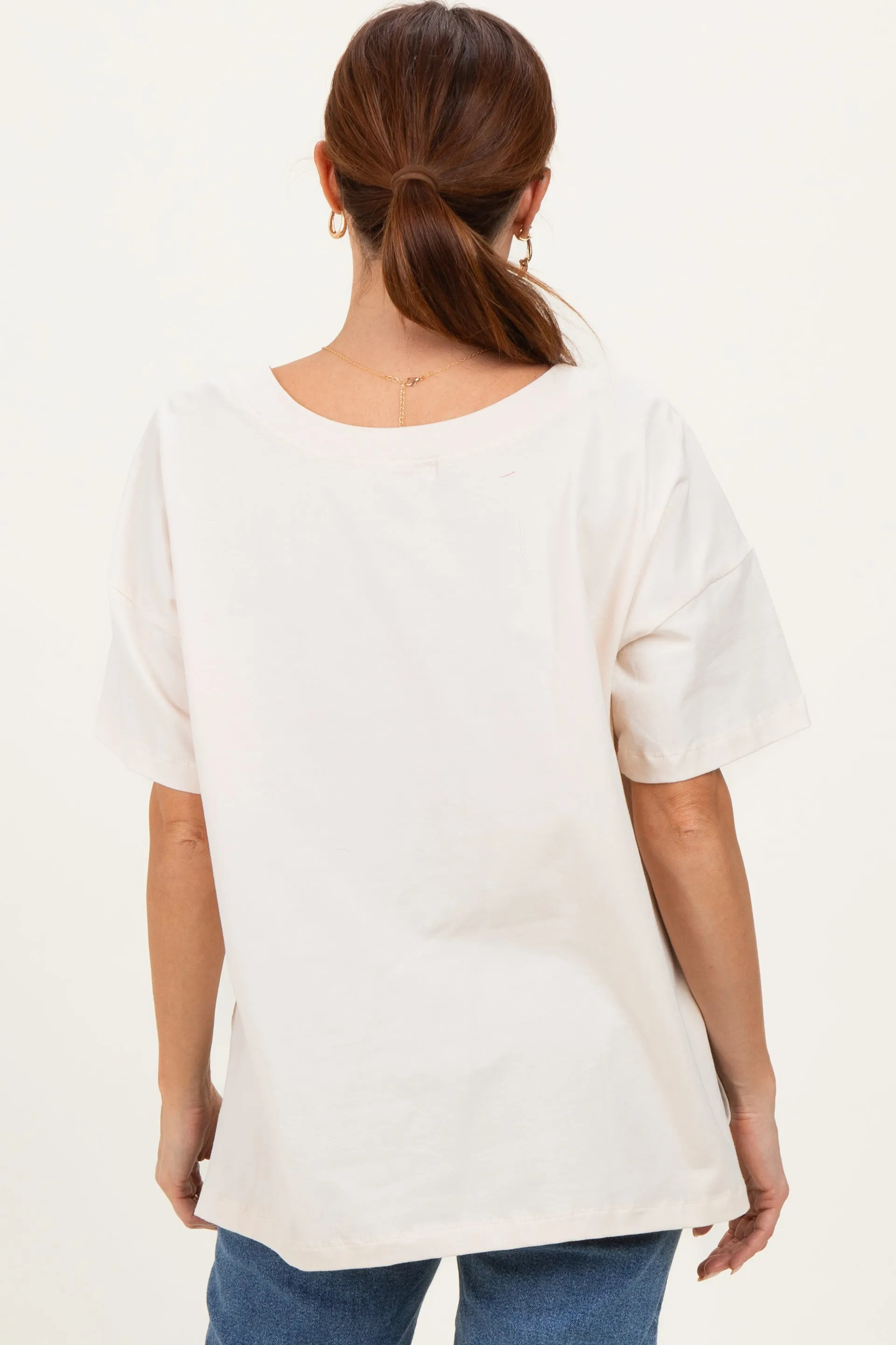 Ivory Oversized Reversible V-Neck Tee sold by Pinkblush product image thumbnail 4