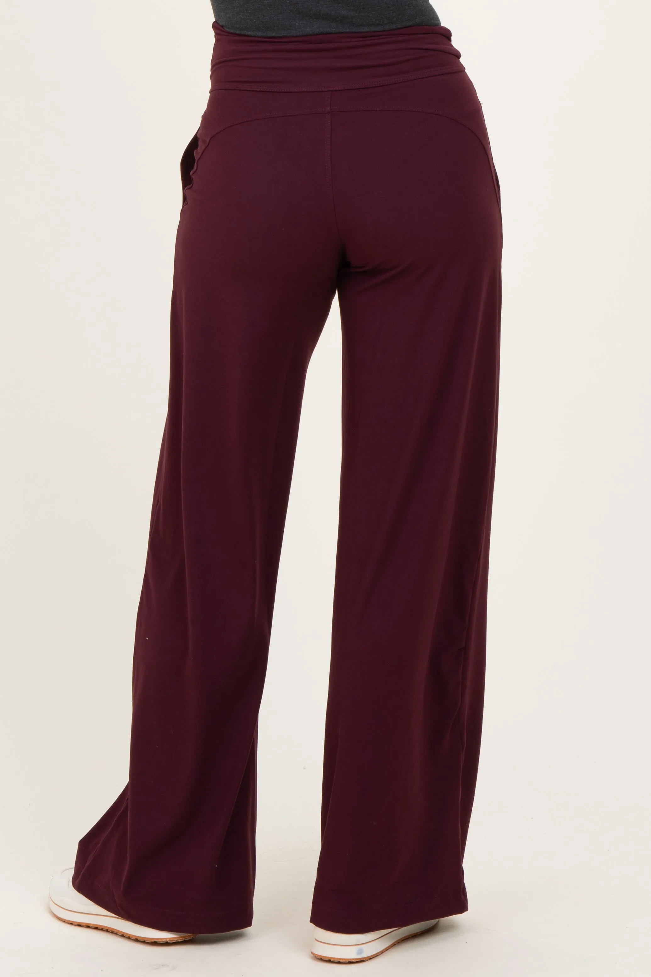 Wine Crossover Waist Active Wide Leg Pant sold by Pinkblush product image thumbnail 4