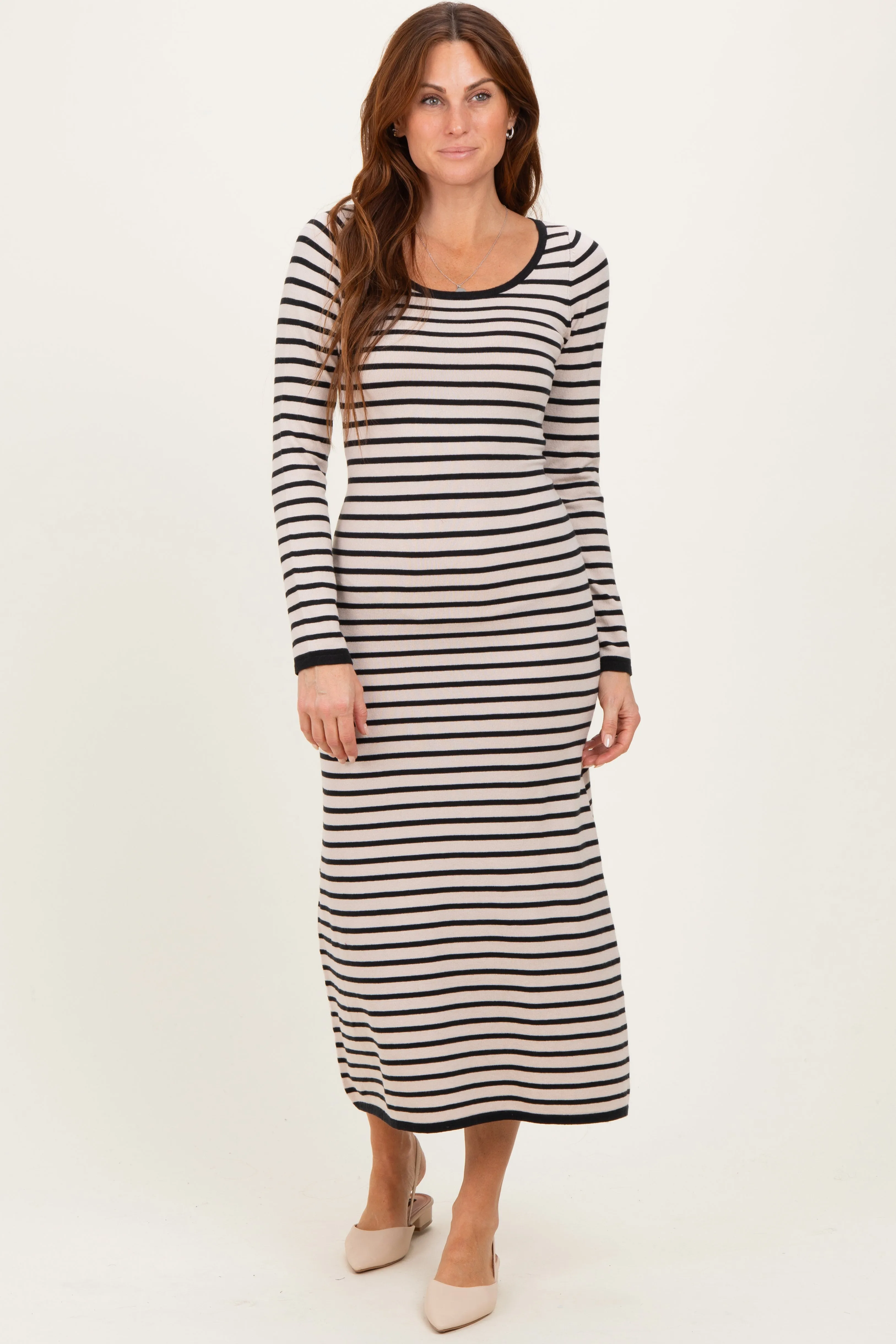 Black Striped Cutout Long Sleeve Maxi Dress sold by Pinkblush product image thumbnail 2