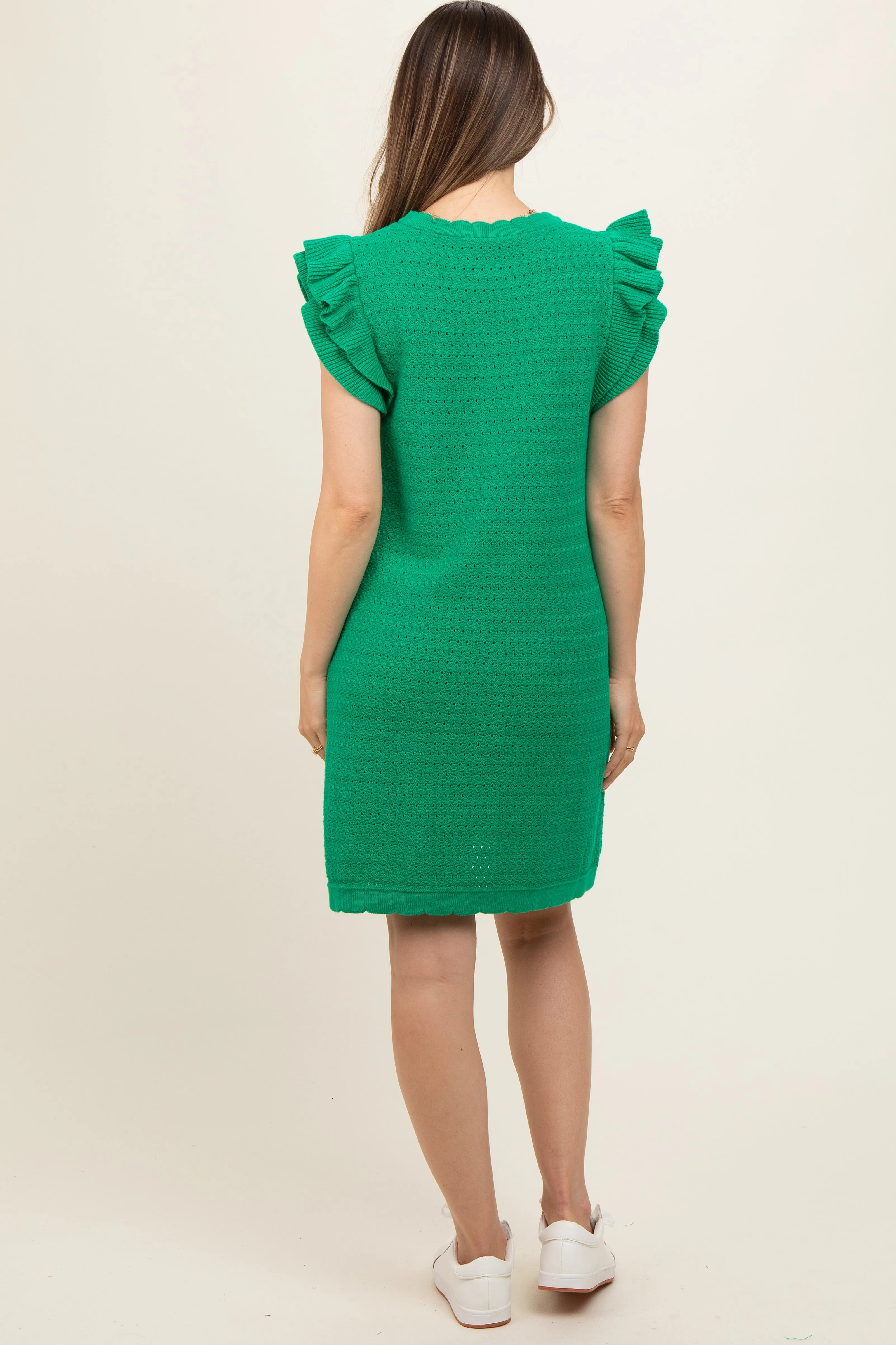 Green Knit Ruffle Sleeve Maternity Sweater Dress sold by Pinkblush product image thumbnail 3