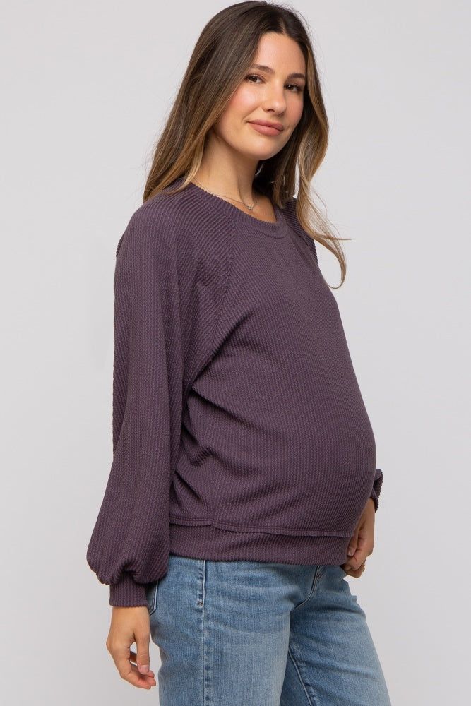 Plum Ribbed Maternity Pullover Top sold by Pinkblush product image thumbnail 3