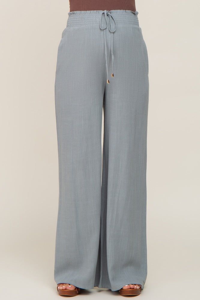 Sage Smocked Waist Wide Leg Linen Maternity Pants sold by Pinkblush product image thumbnail 2