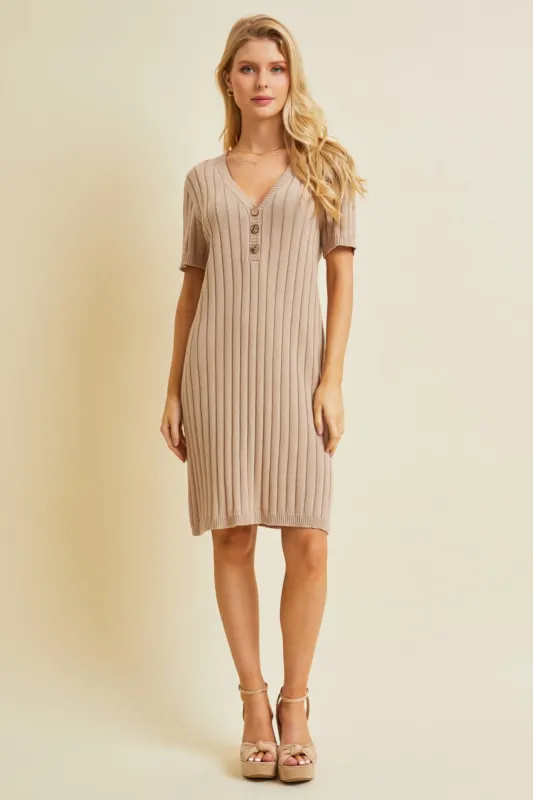 Beige Ribbed Knit Dress sold by Pinkblush