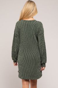 Olive Rib Knit Long Sleeve Maternity Dress sold by Pinkblush