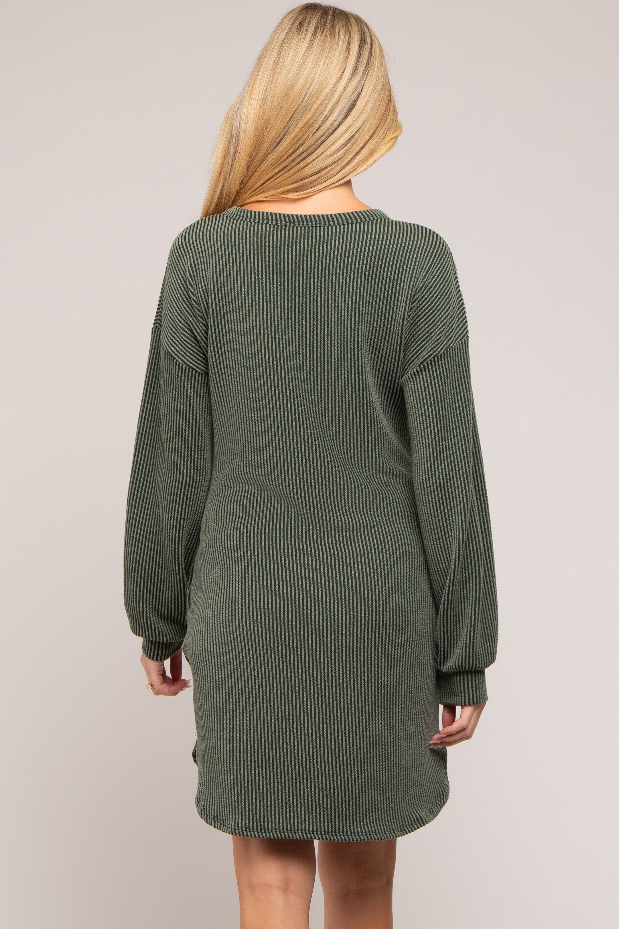 Olive Rib Knit Long Sleeve Maternity Dress sold by Pinkblush product image thumbnail 2