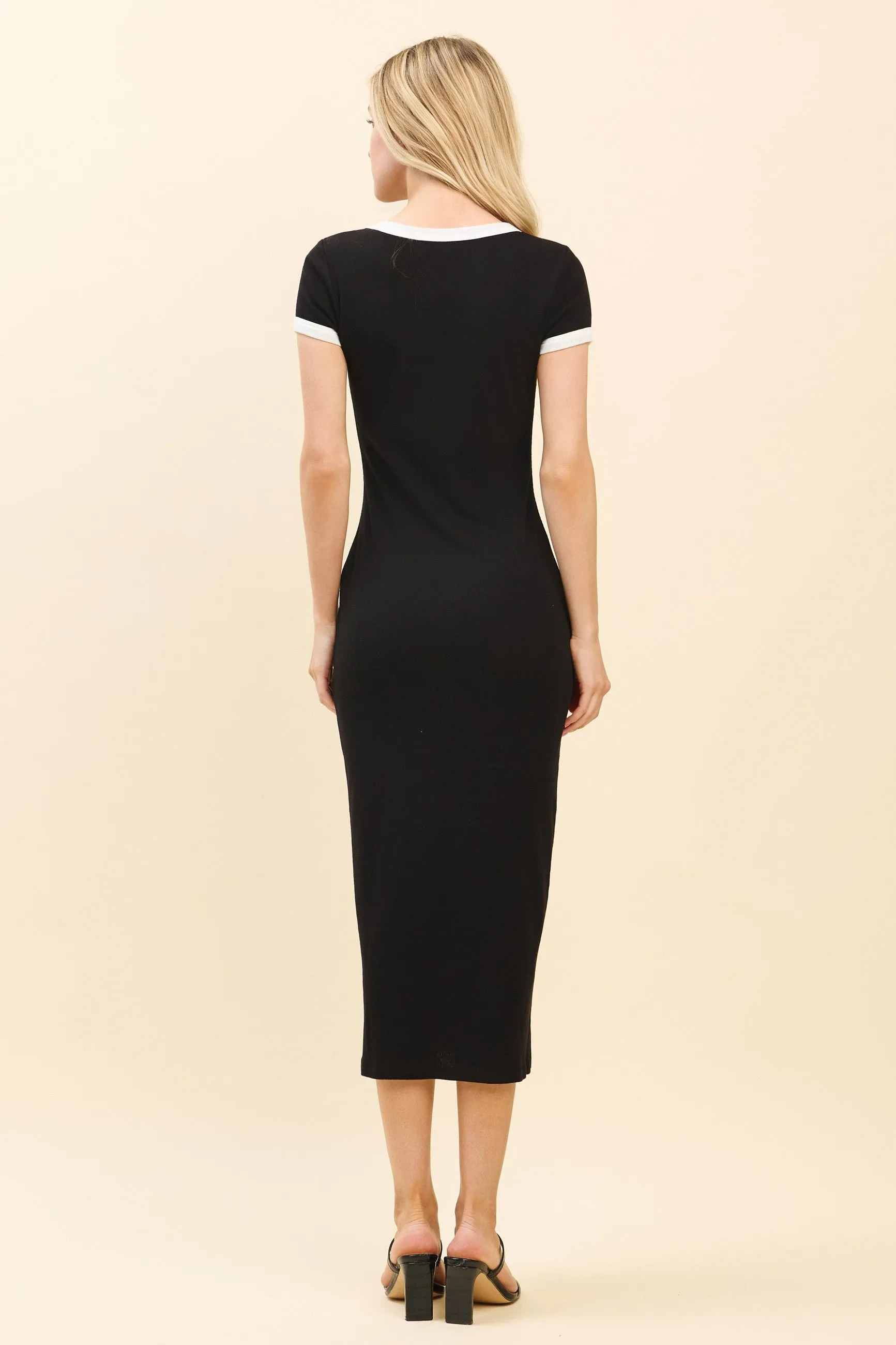 Black Colorblock Trim Midi Dress sold by Pinkblush product image thumbnail 3