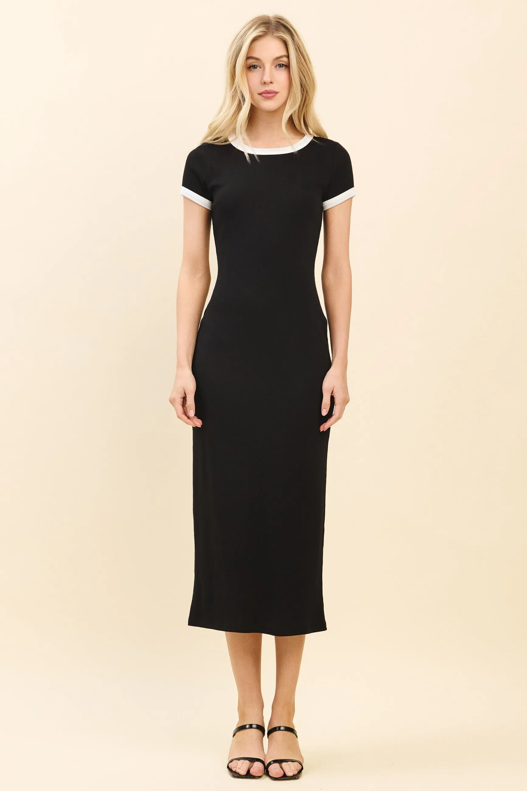 Black Colorblock Trim Midi Dress sold by Pinkblush product image thumbnail 4