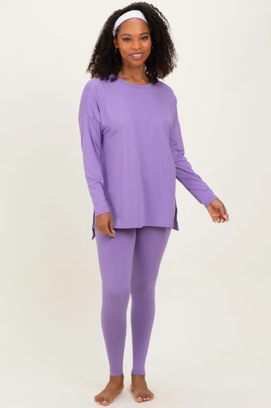 Lavender Brushed Knit Oversized Top and Legging Set sold by Pinkblush
