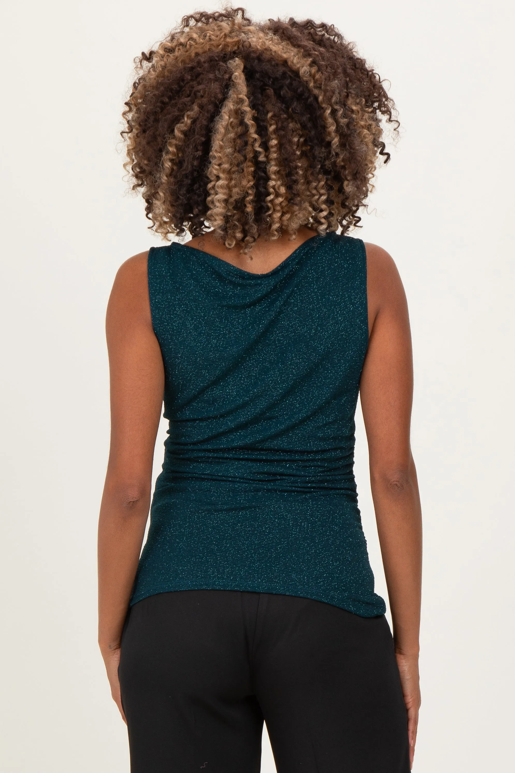 Forest Green Glitter Ruched Sleeveless Maternity Top sold by Pinkblush product image thumbnail 4