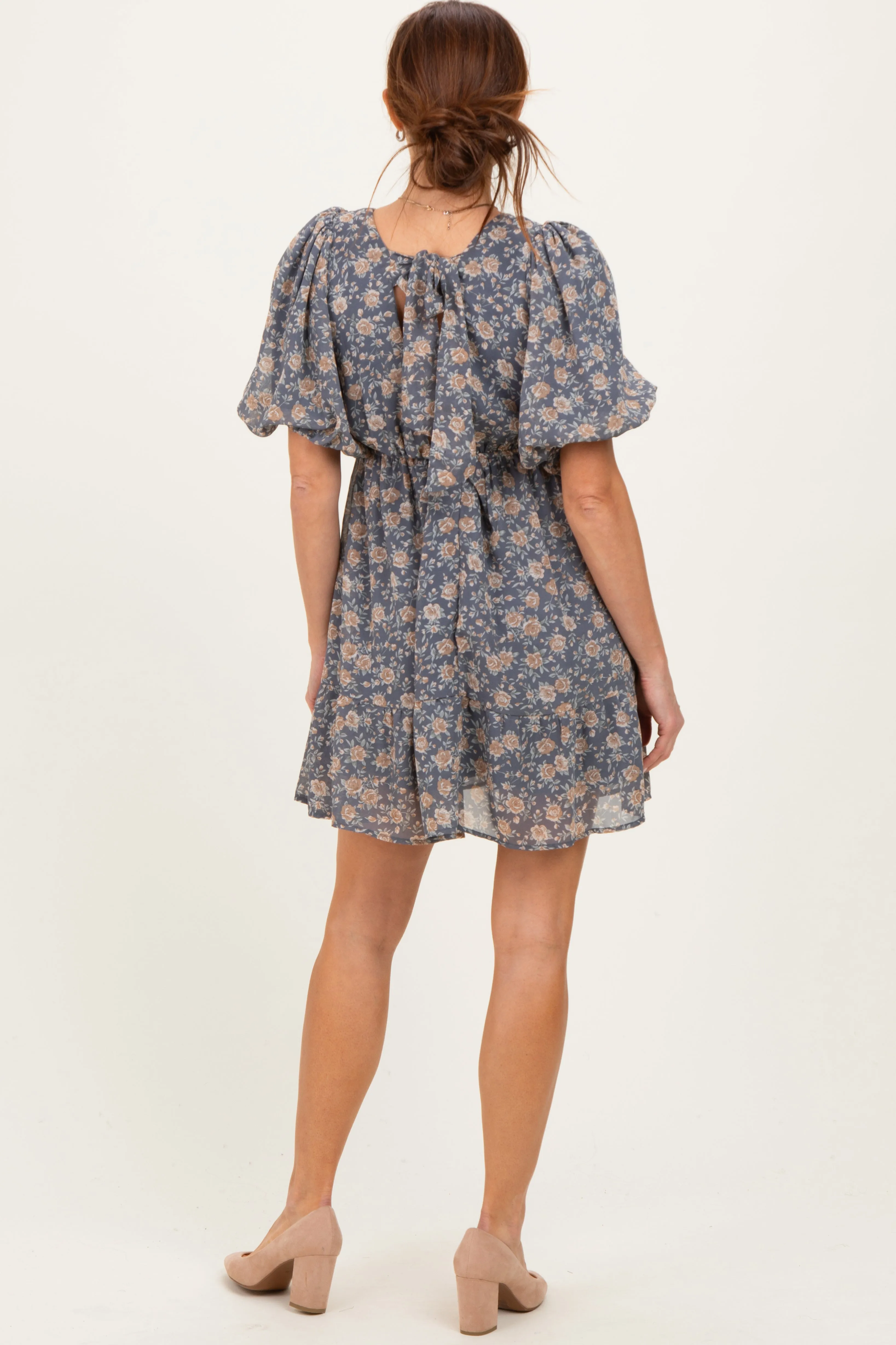 Jade Floral V-Neck Mini Dress sold by Pinkblush product image thumbnail 4