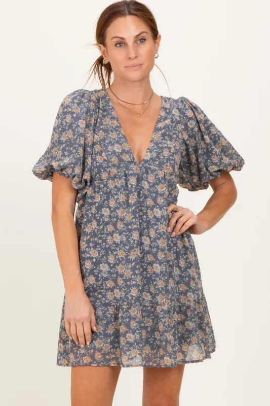 Jade Floral V-Neck Mini Dress sold by Pinkblush