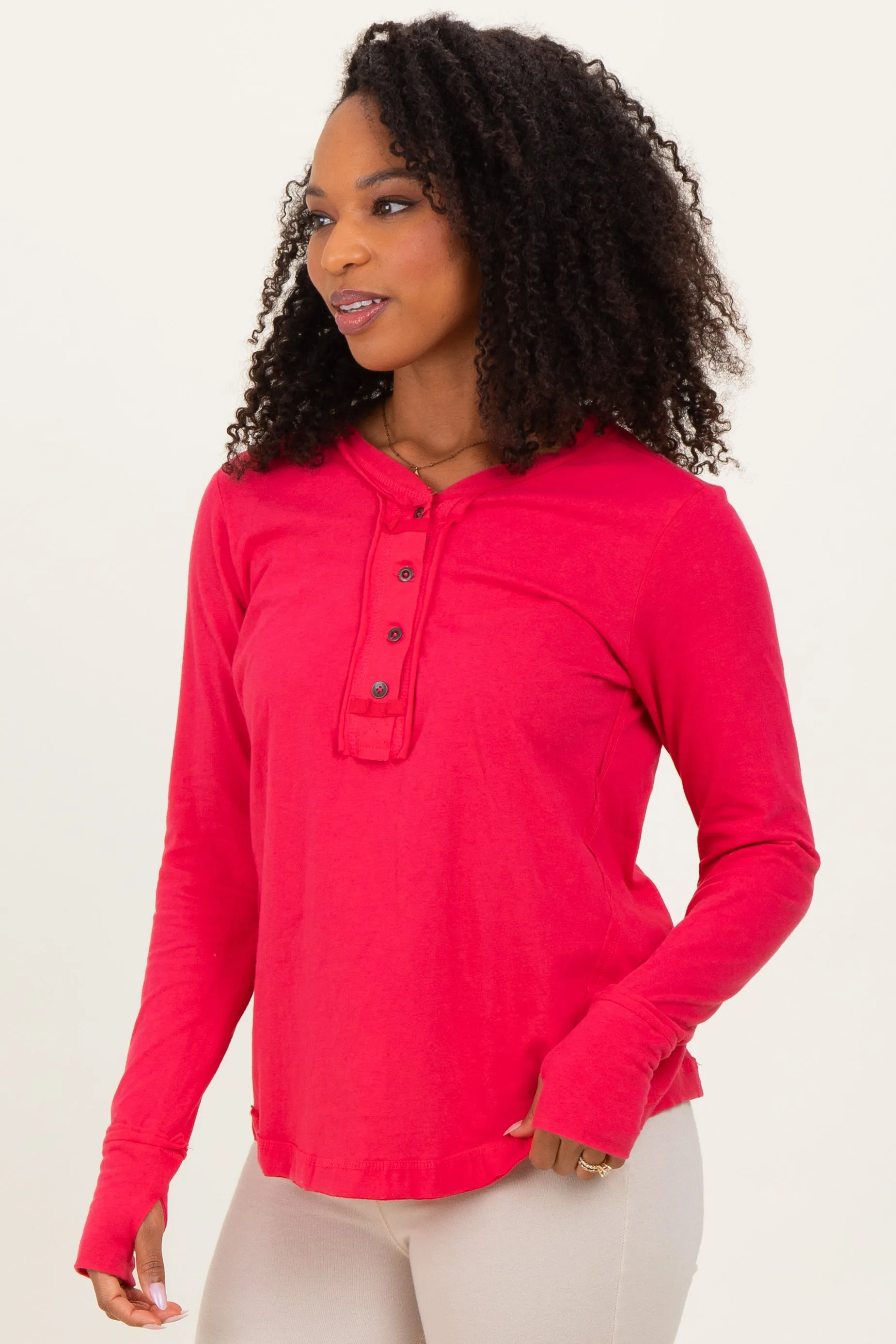 Fuchsia Long Sleeve Exposed Seam Top sold by Pinkblush product image thumbnail 3