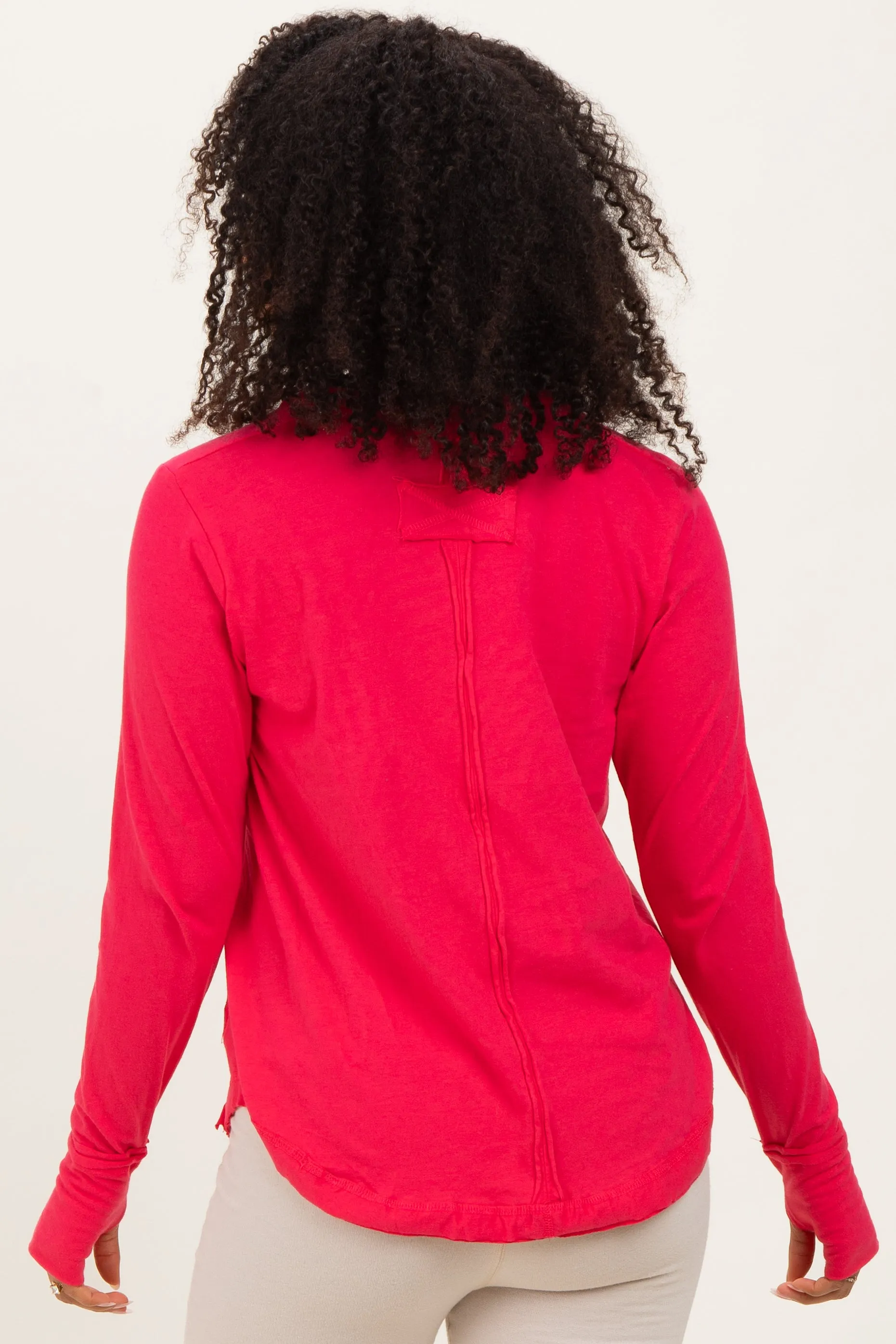 Fuchsia Long Sleeve Exposed Seam Top sold by Pinkblush product image thumbnail 4