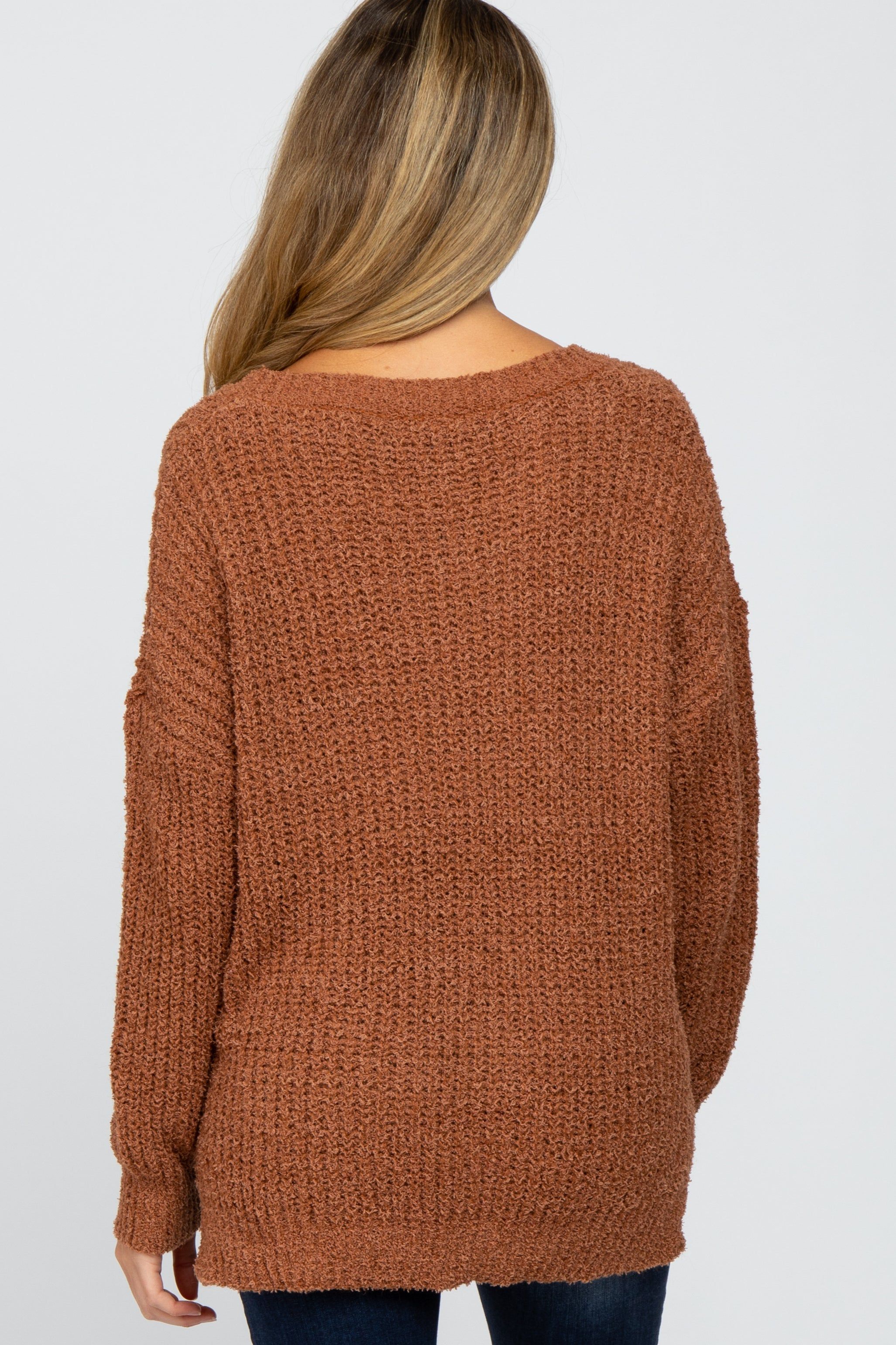 Camel Dropped Shoulder Maternity Sweater sold by Pinkblush product image thumbnail 3