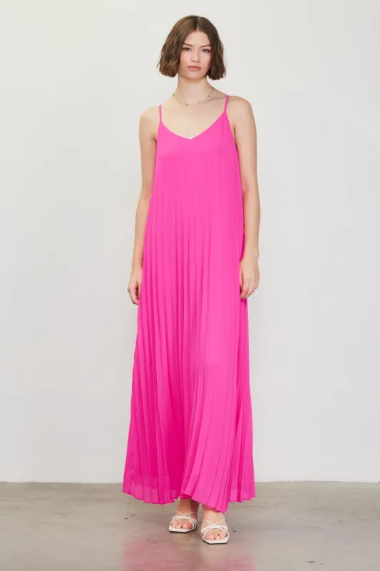 Fuchsia Pleated Sleeveless Maxi Dress sold by Pinkblush