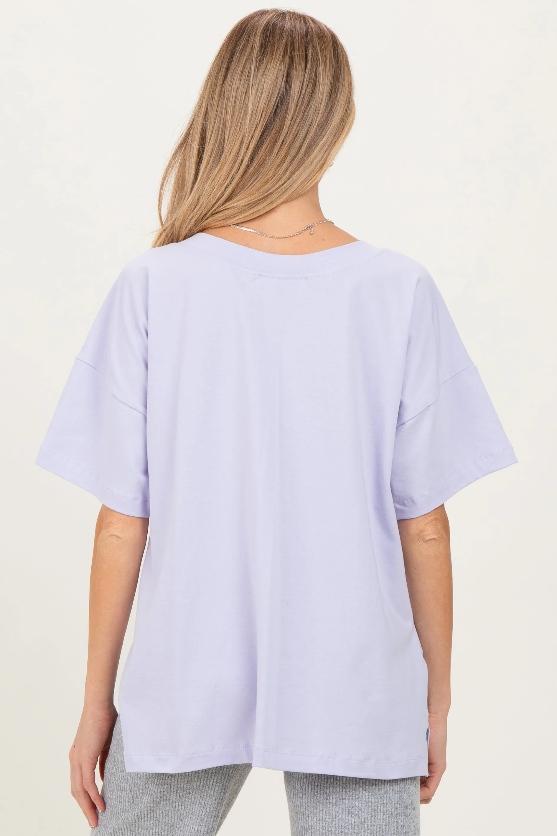Lavender Oversized Reversible V-Neck Maternity Tee sold by Pinkblush product image thumbnail 4