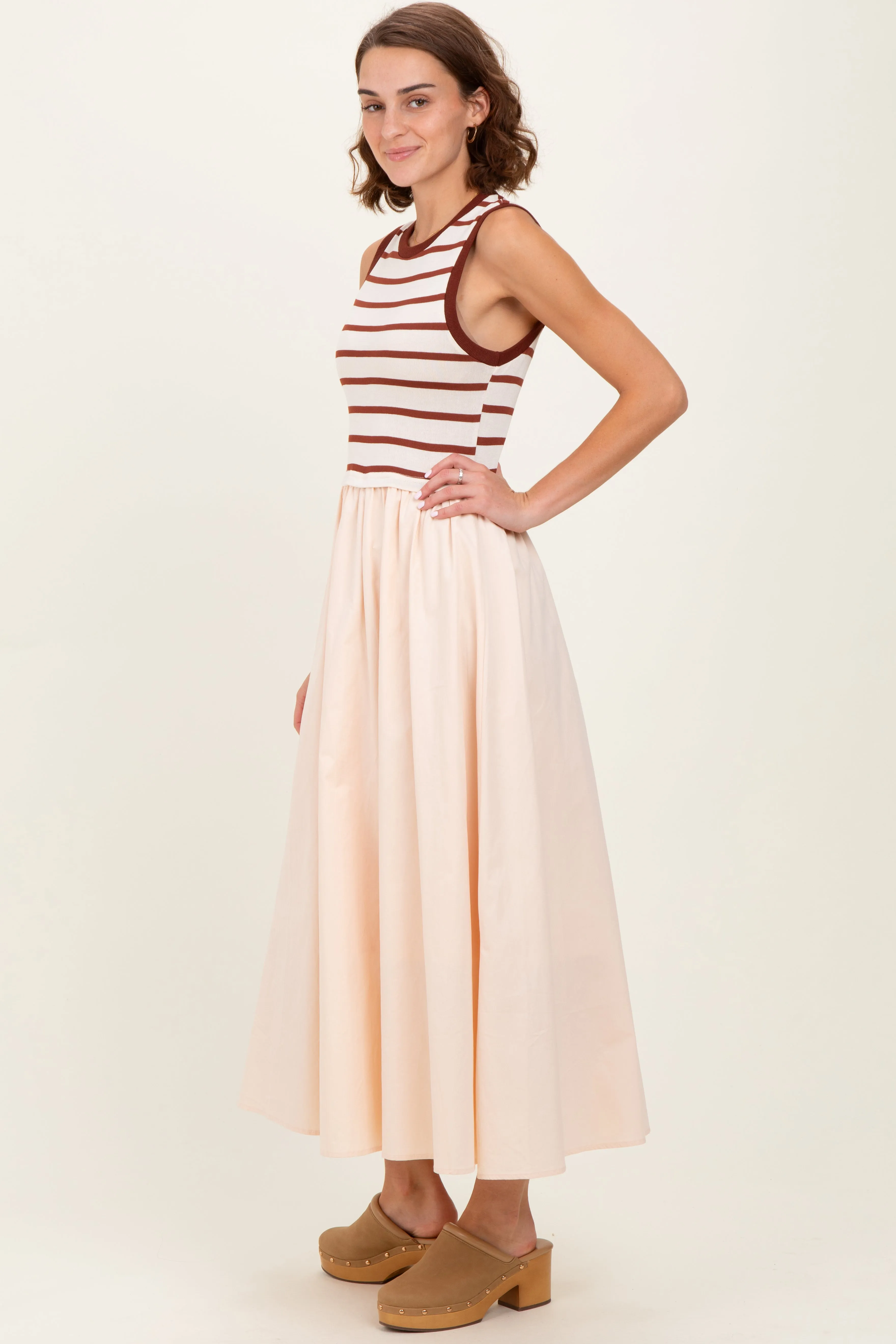 Cream Contrast Striped Bodice Sleeveless Maxi Dress sold by Pinkblush product image thumbnail 3