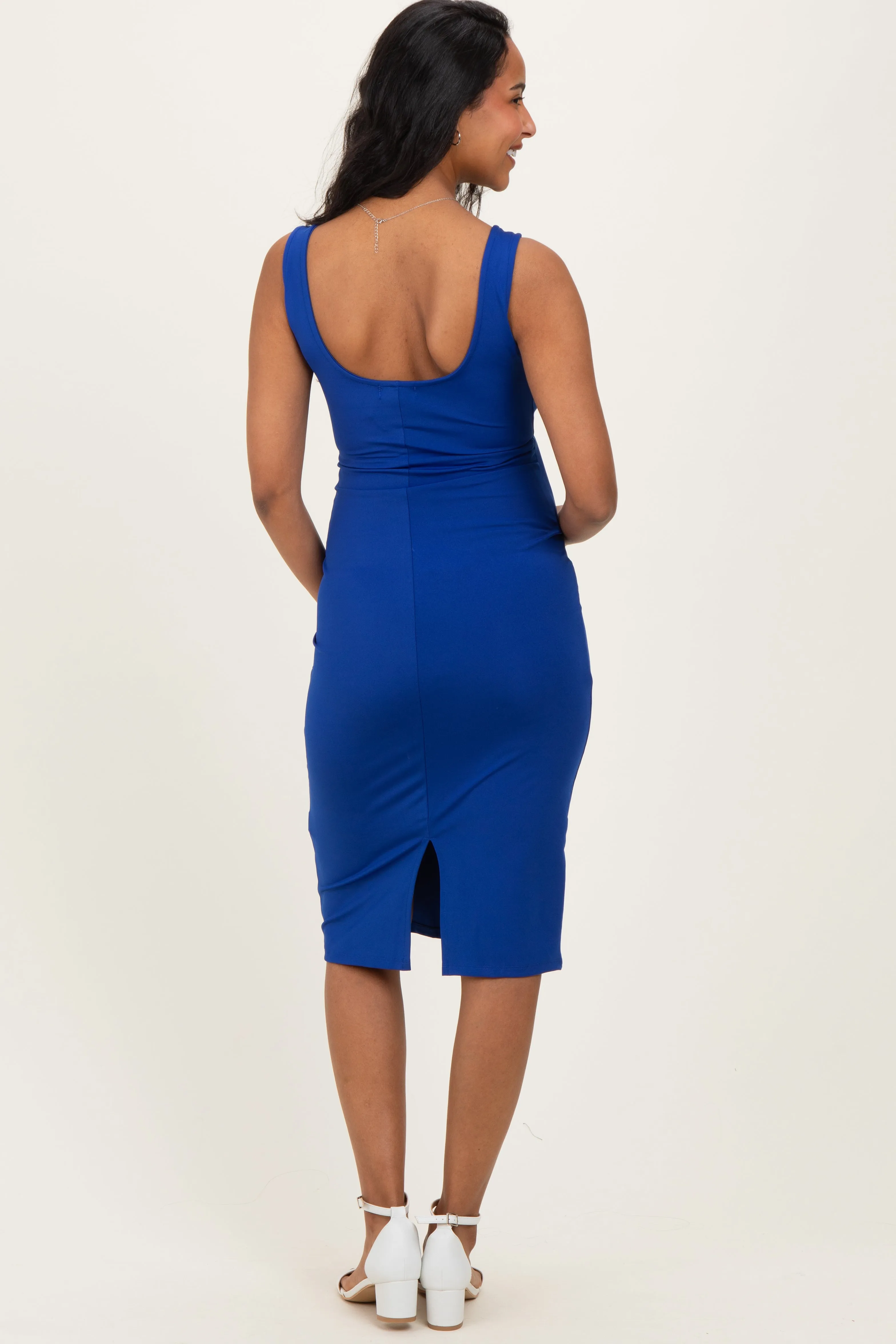 Royal Blue Square Neck Maternity Tank Dress sold by Pinkblush product image thumbnail 4