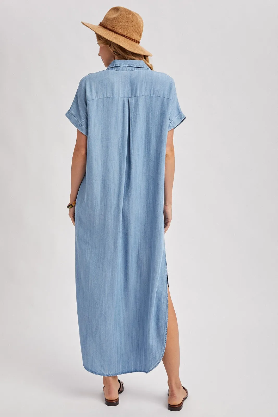 Light Blue Chambray Button Down Shirt Dress sold by Pinkblush product image thumbnail 4