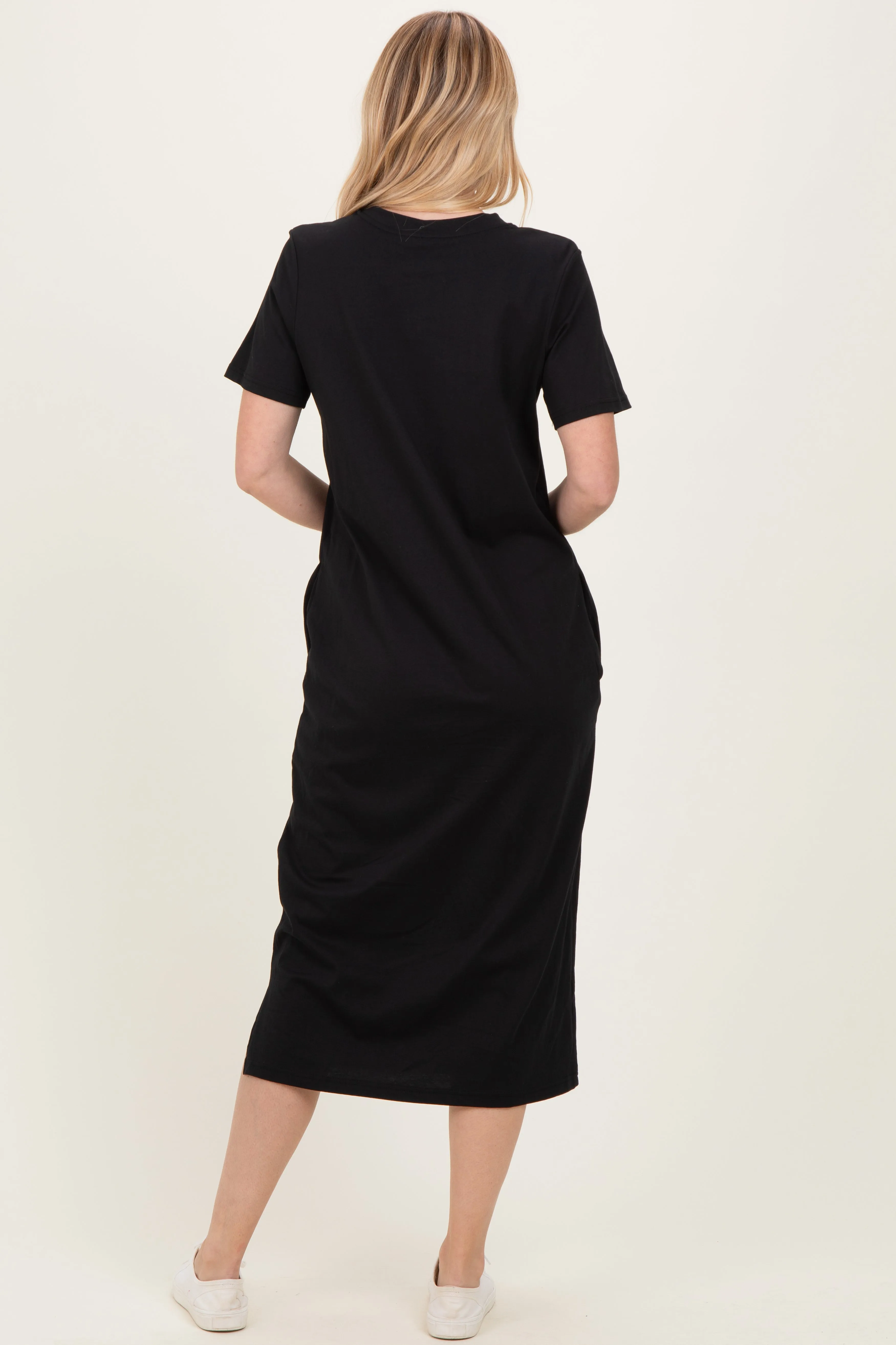 Black Cotton T-Shirt Midi Dress sold by Pinkblush product image thumbnail 4