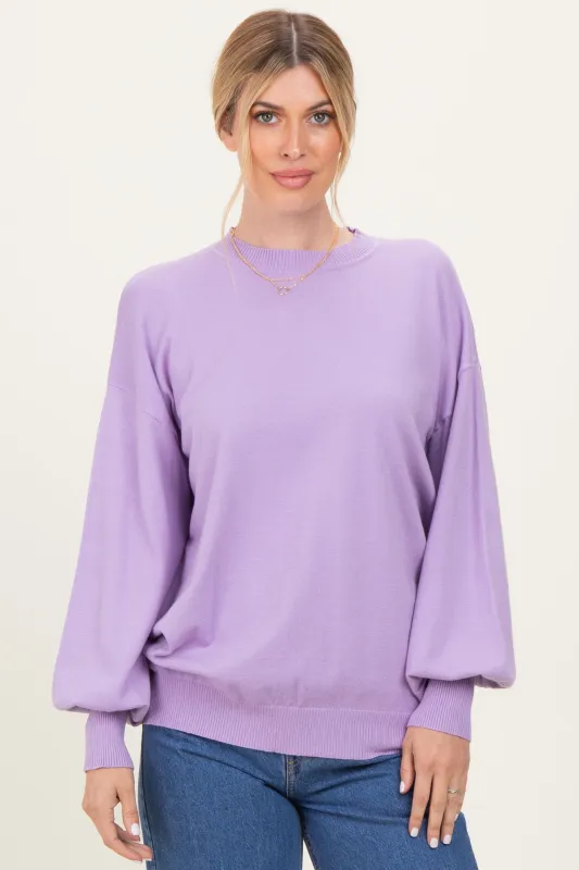 Lavender Fine Knit Balloon Sleeve Sweater sold by Pinkblush
