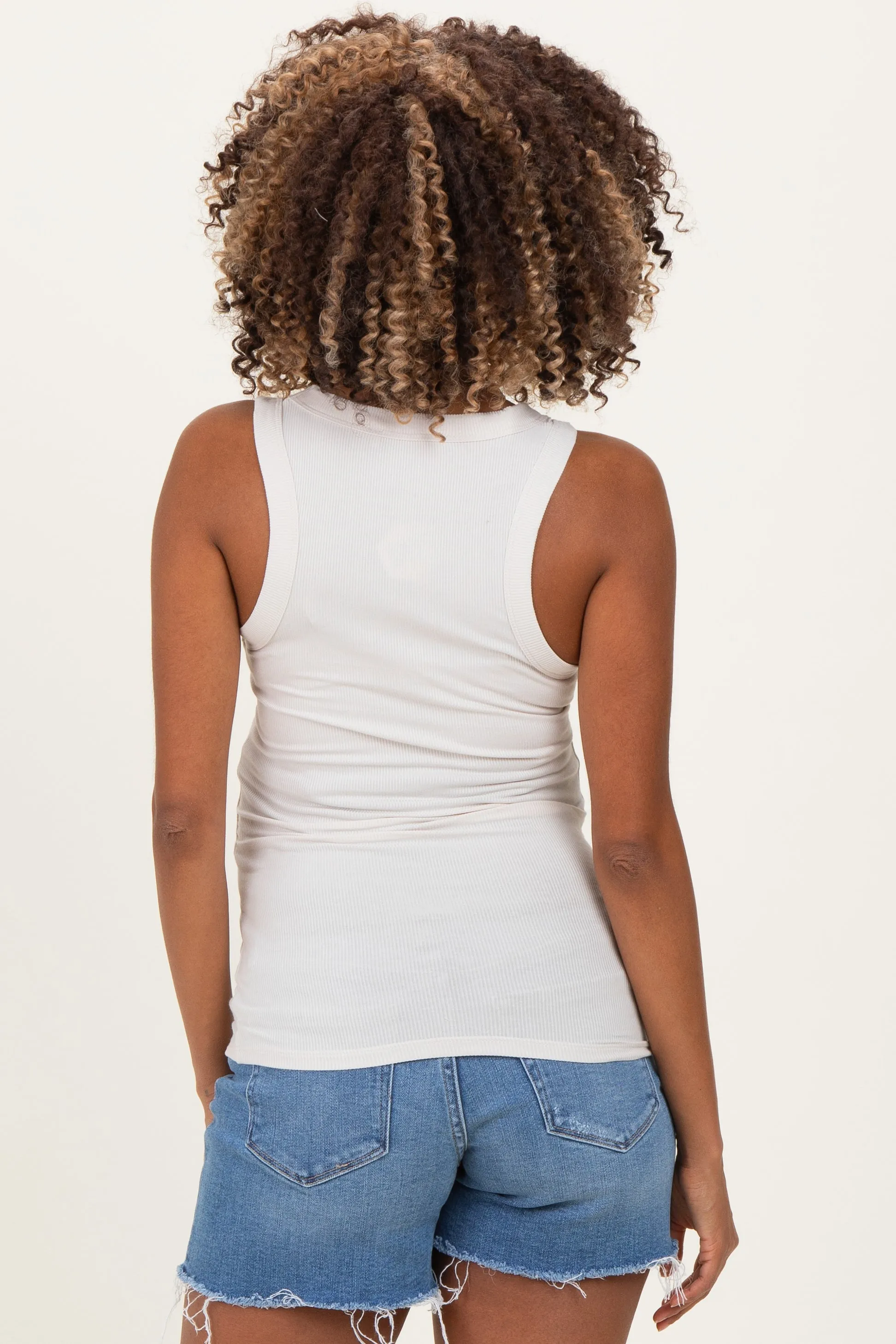 Sand Ribbed Scoop Neck Maternity Tank Top sold by Pinkblush product image thumbnail 4