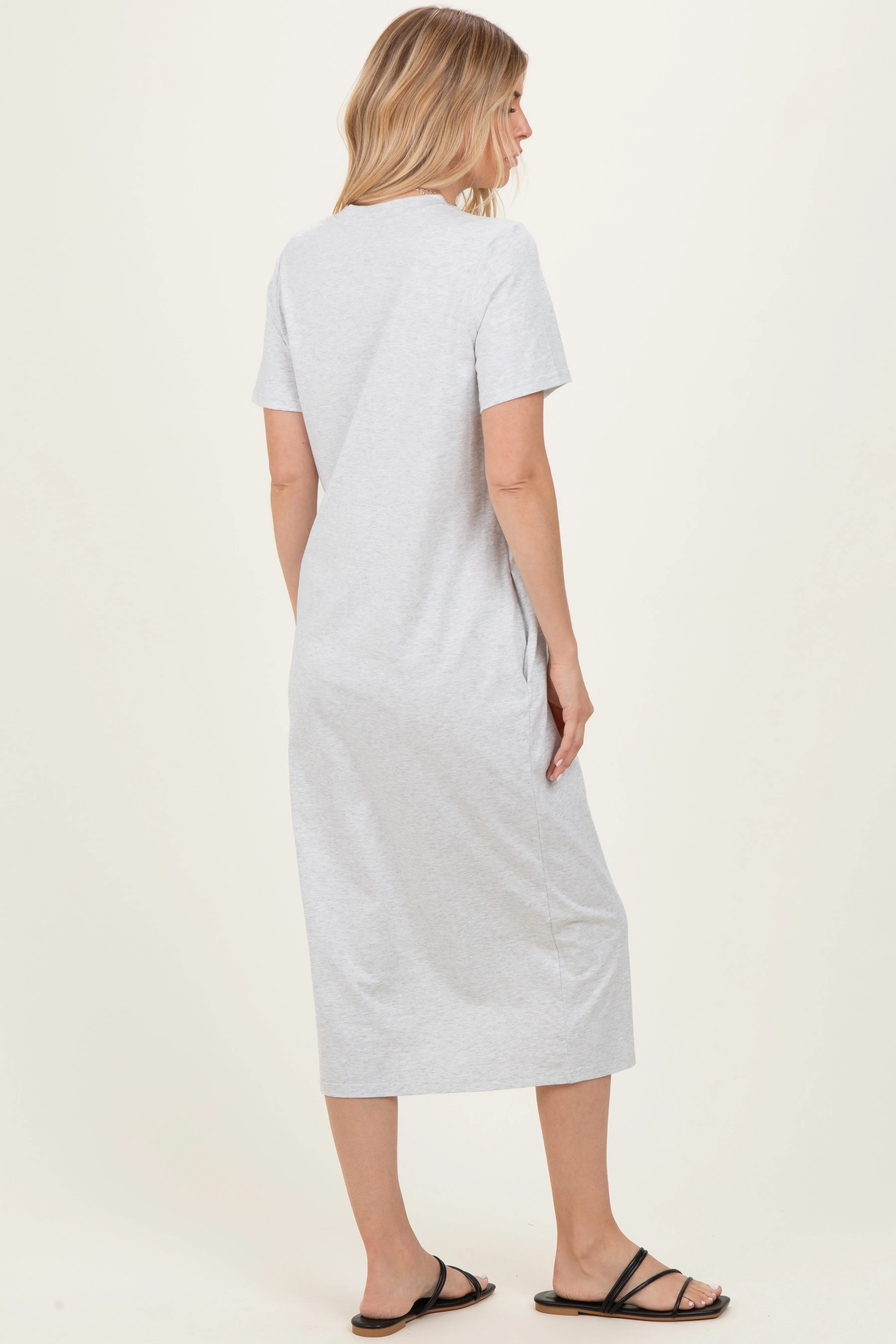 Heather Grey Cotton T-Shirt Midi Dress sold by Pinkblush product image thumbnail 4