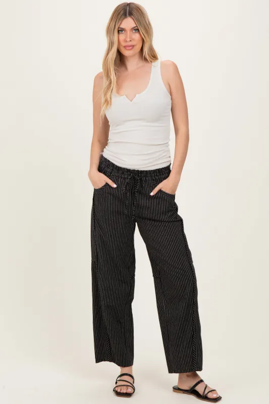 Black Striped Barrel Pants sold by Pinkblush