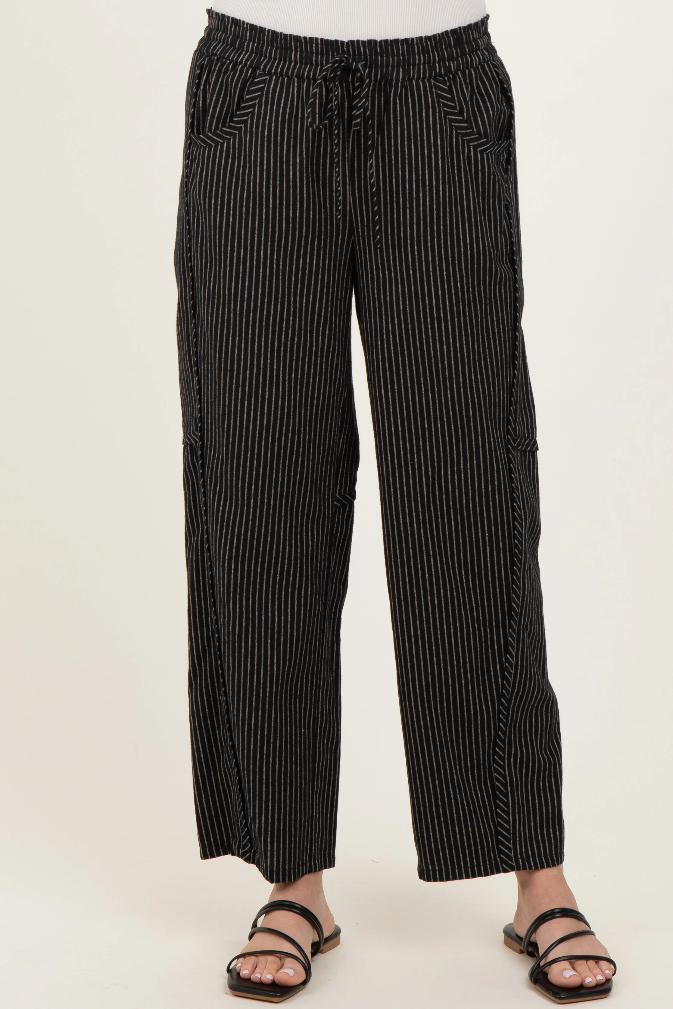 Black Striped Barrel Pants sold by Pinkblush product image thumbnail 3