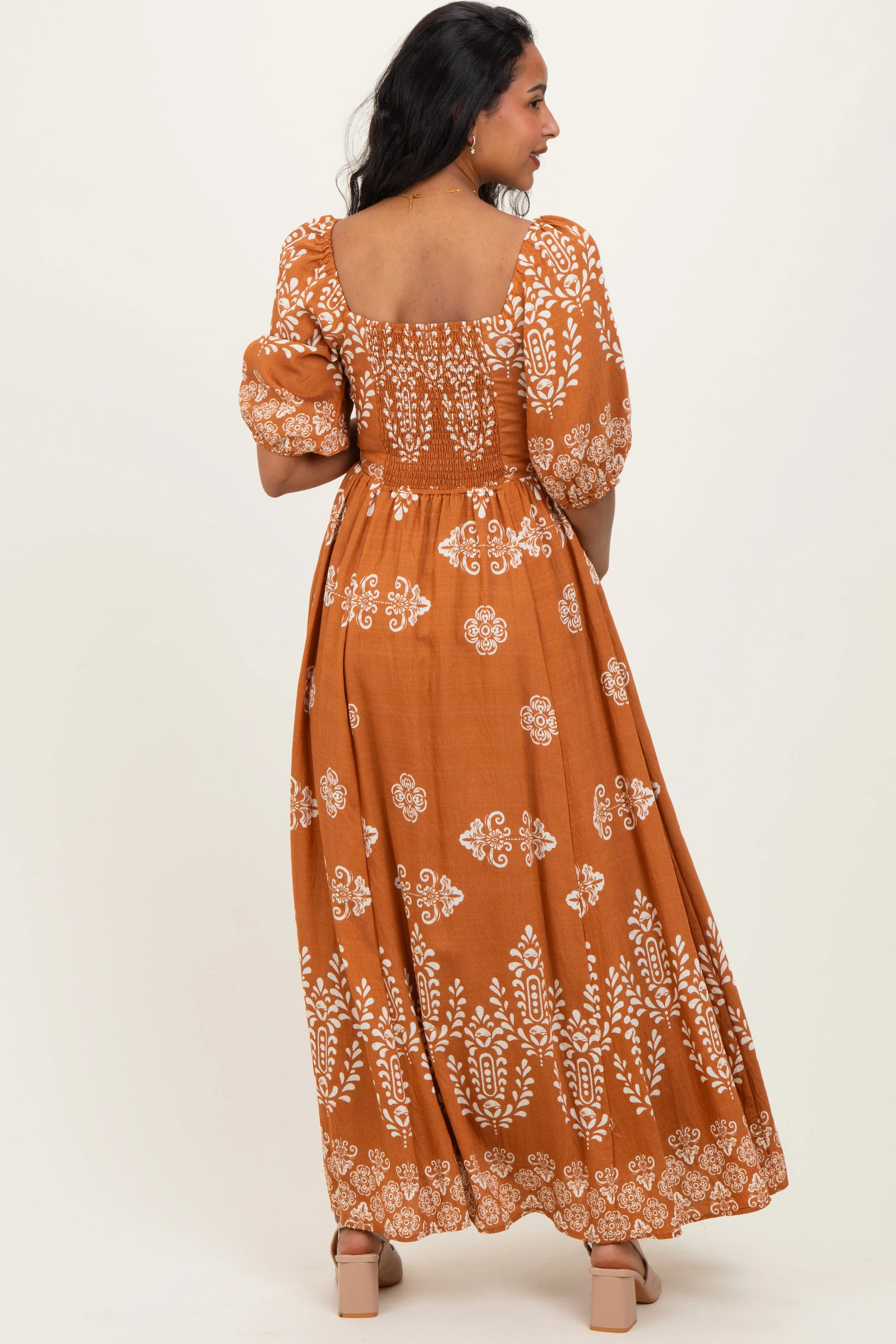 Amber Damask Print Short Sleeve Maternity Maxi Dress sold by Pinkblush product image thumbnail 5