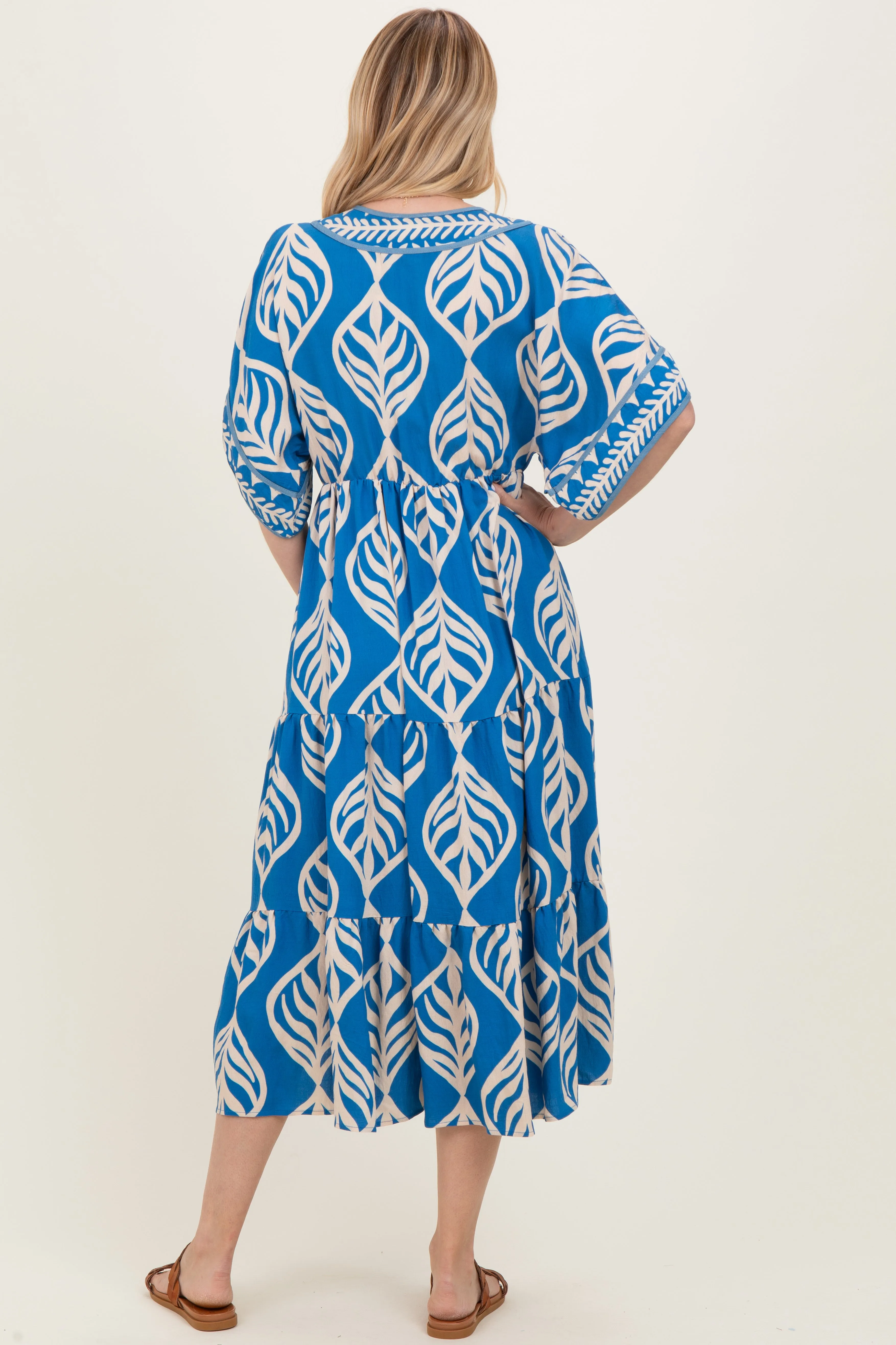 Royal Blue Printed Dolman Sleeve Maxi Dress sold by Pinkblush product image thumbnail 3