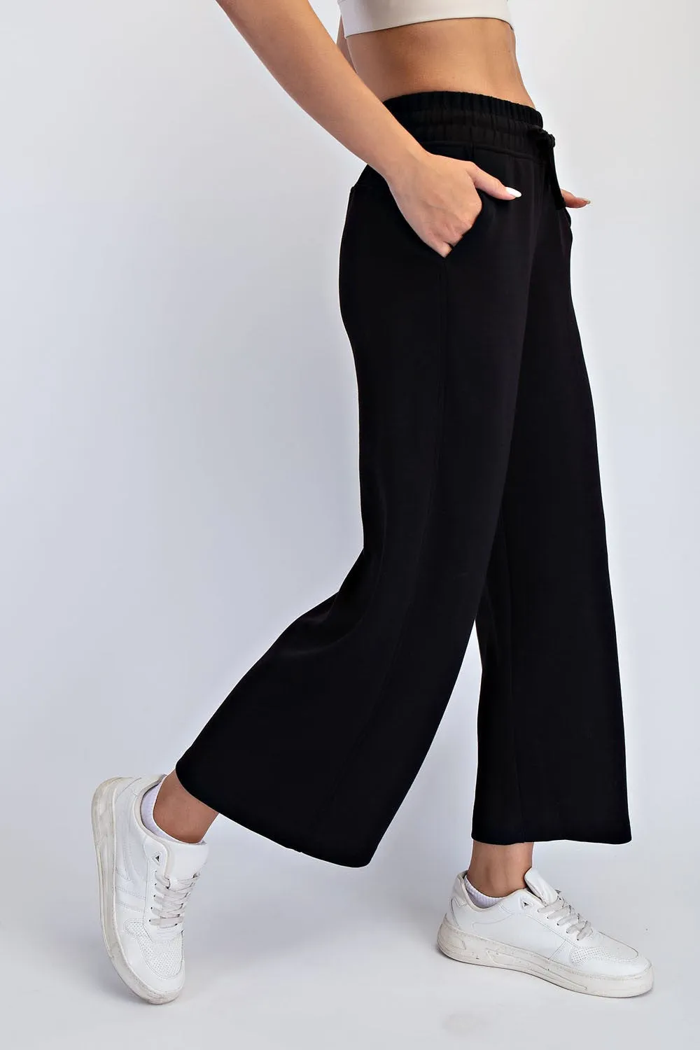 Black Ankle Wide Leg Lounge Pants sold by Pinkblush product image thumbnail 3