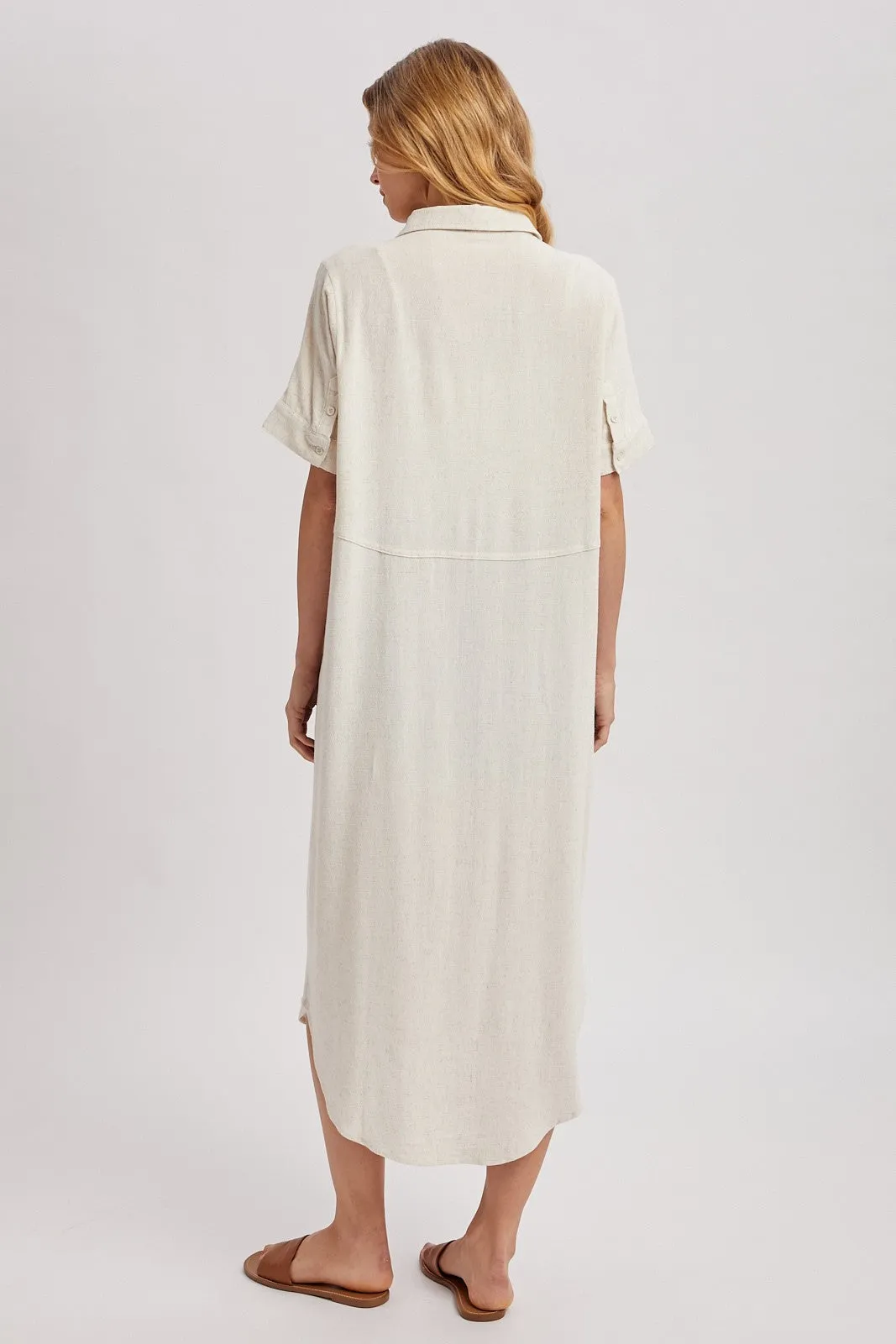 Natural Button Down Midi Shirt Dress sold by Pinkblush product image thumbnail 3