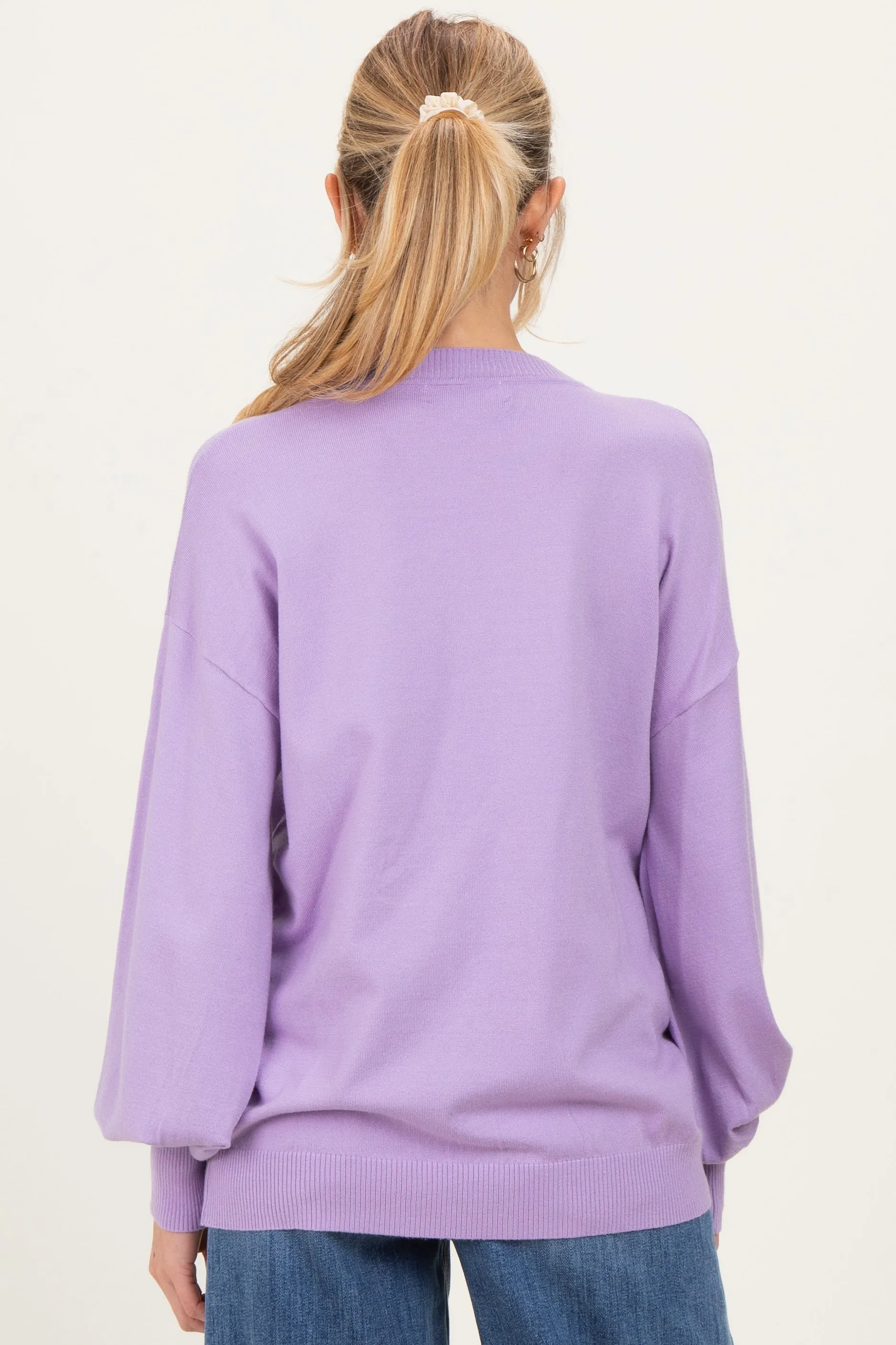 Lavender Fine Knit Balloon Sleeve Maternity Sweater sold by Pinkblush product image thumbnail 4