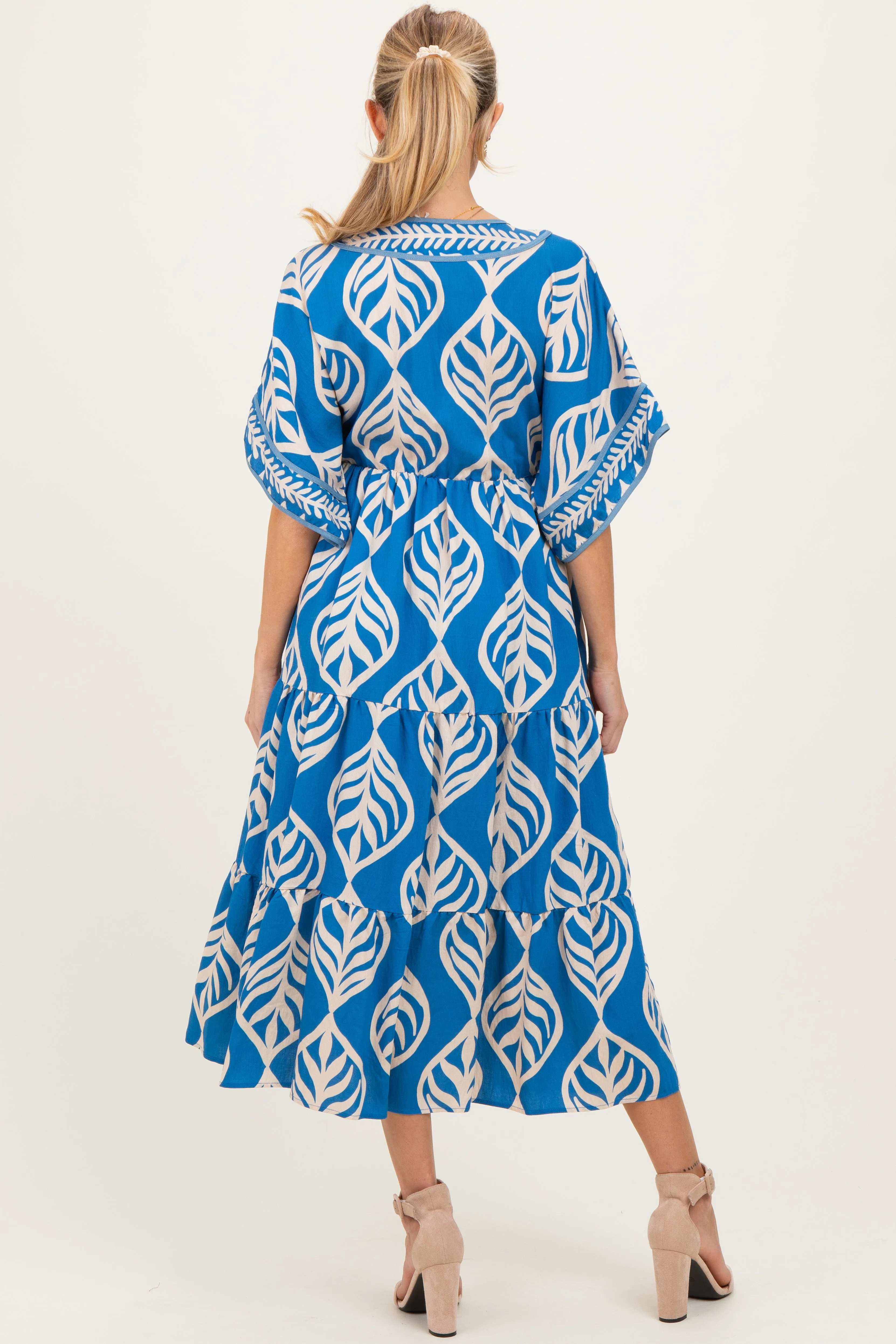 Royal Blue Printed Dolman Sleeve Maternity Maxi Dress sold by Pinkblush product image thumbnail 4