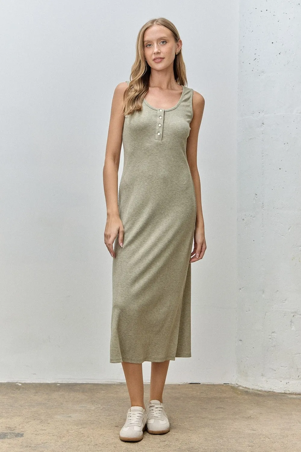Sage Ribbed Knit Maternity Midi Tank Dress sold by Pinkblush product image thumbnail 4