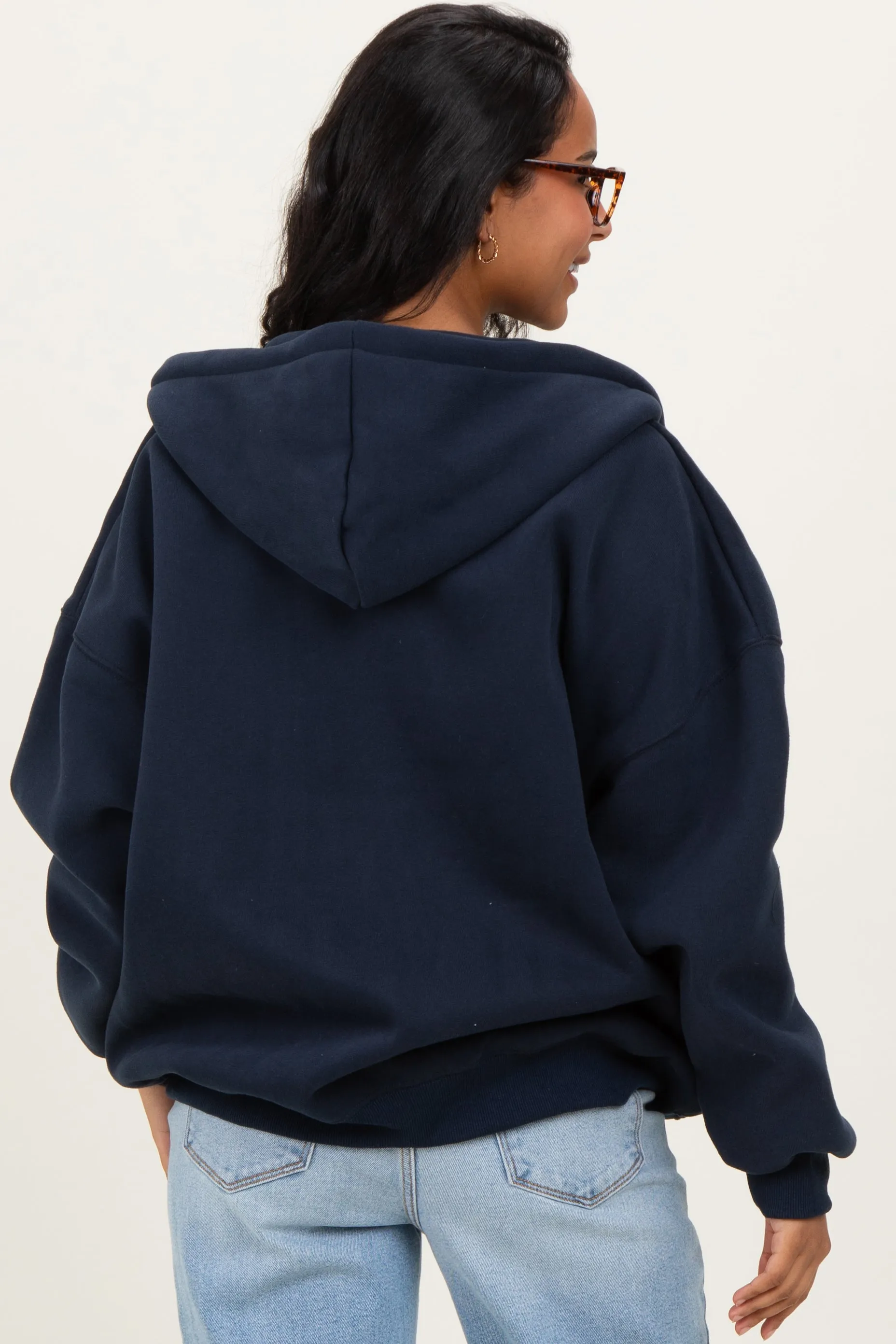 Navy Oversized Maternity Zip Up Hoodie sold by Pinkblush product image thumbnail 3