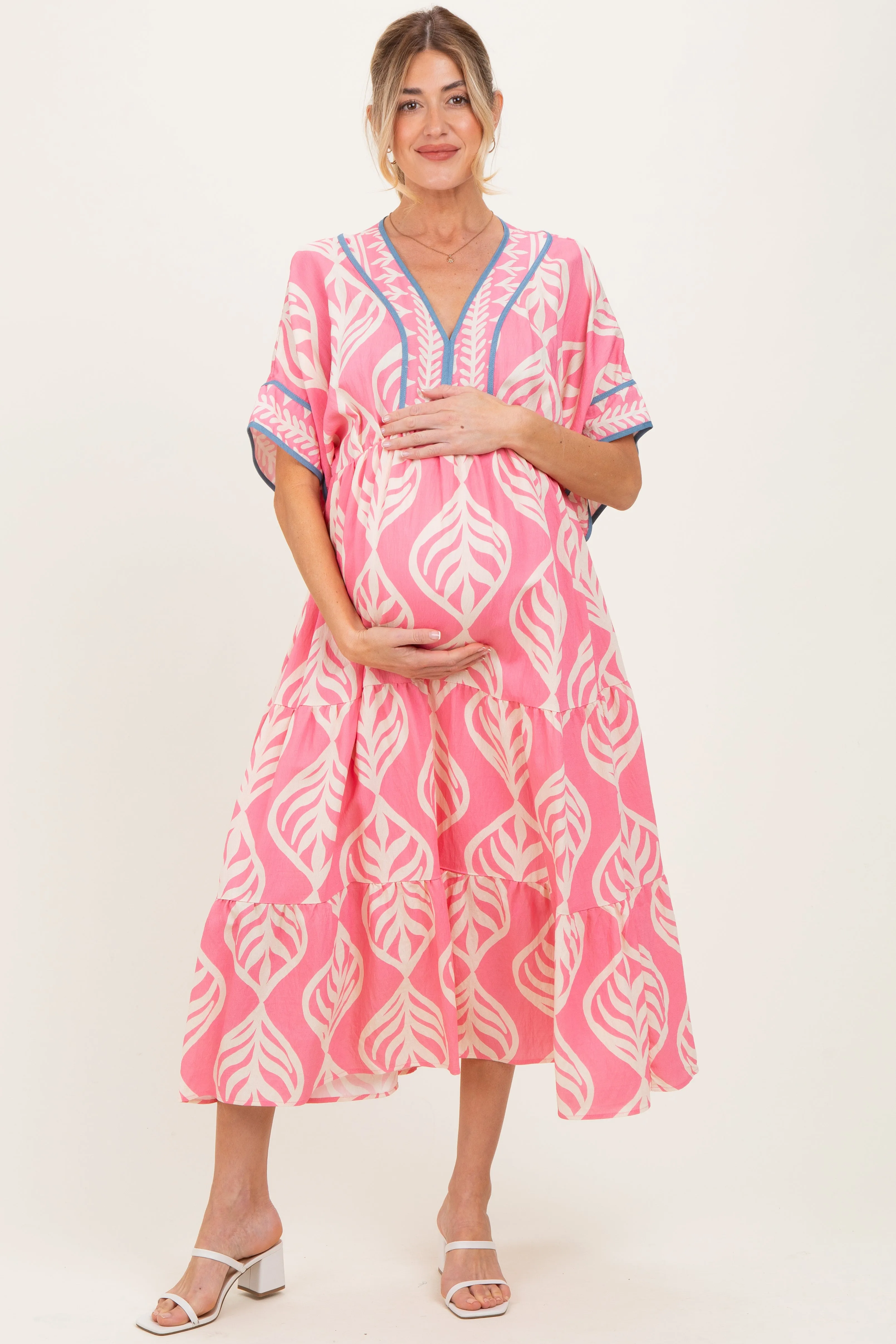 Pink Printed Dolman Sleeve Maternity Maxi Dress sold by Pinkblush product image thumbnail 2