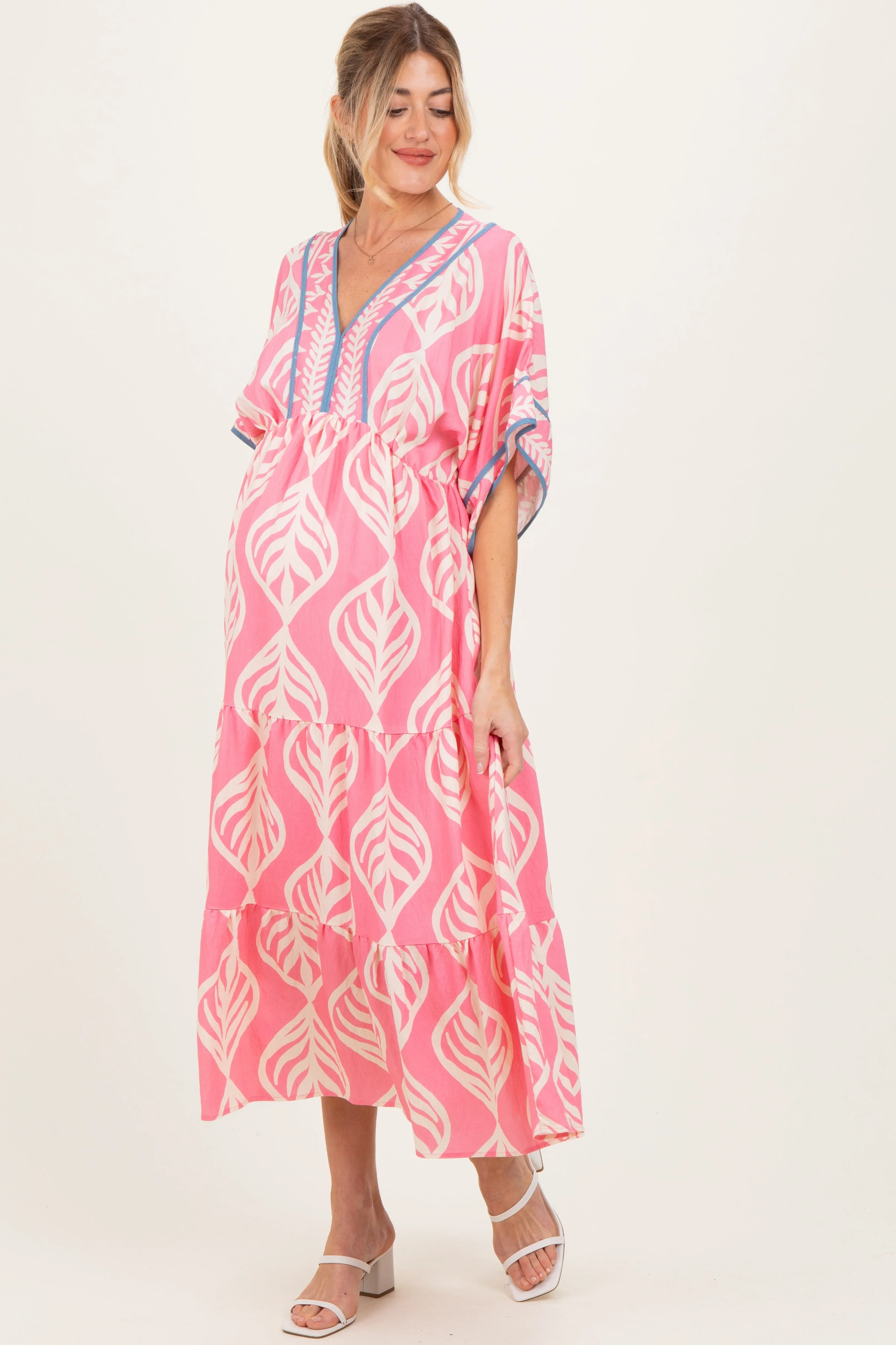 Pink Printed Dolman Sleeve Maternity Maxi Dress sold by Pinkblush