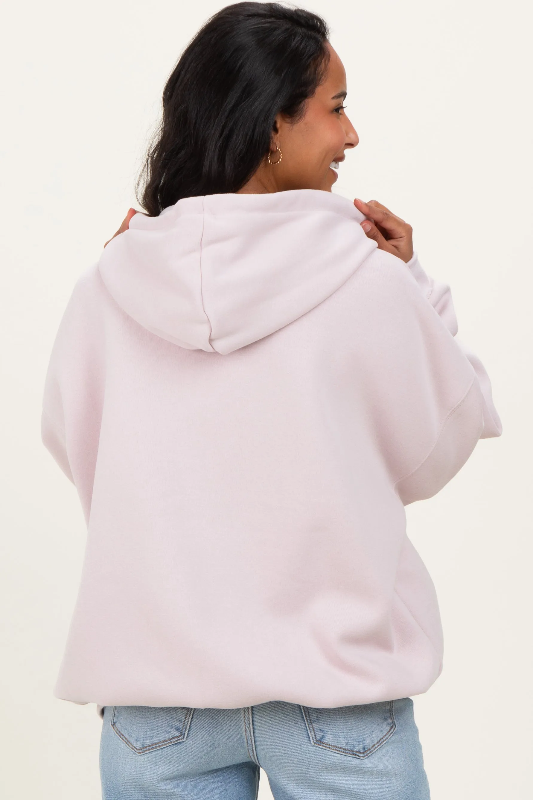 Light Pink Oversized Maternity Zip Up Hoodie sold by Pinkblush product image thumbnail 4