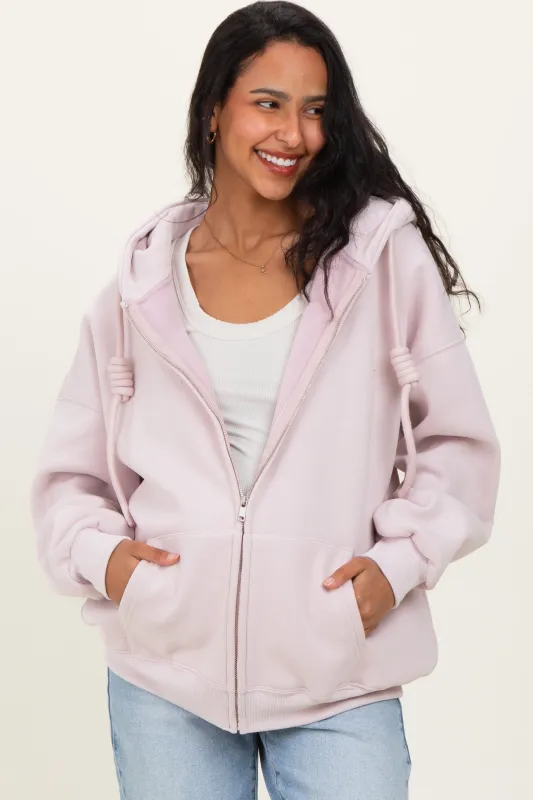 Light Pink Oversized Maternity Zip Up Hoodie made by Pinkblush