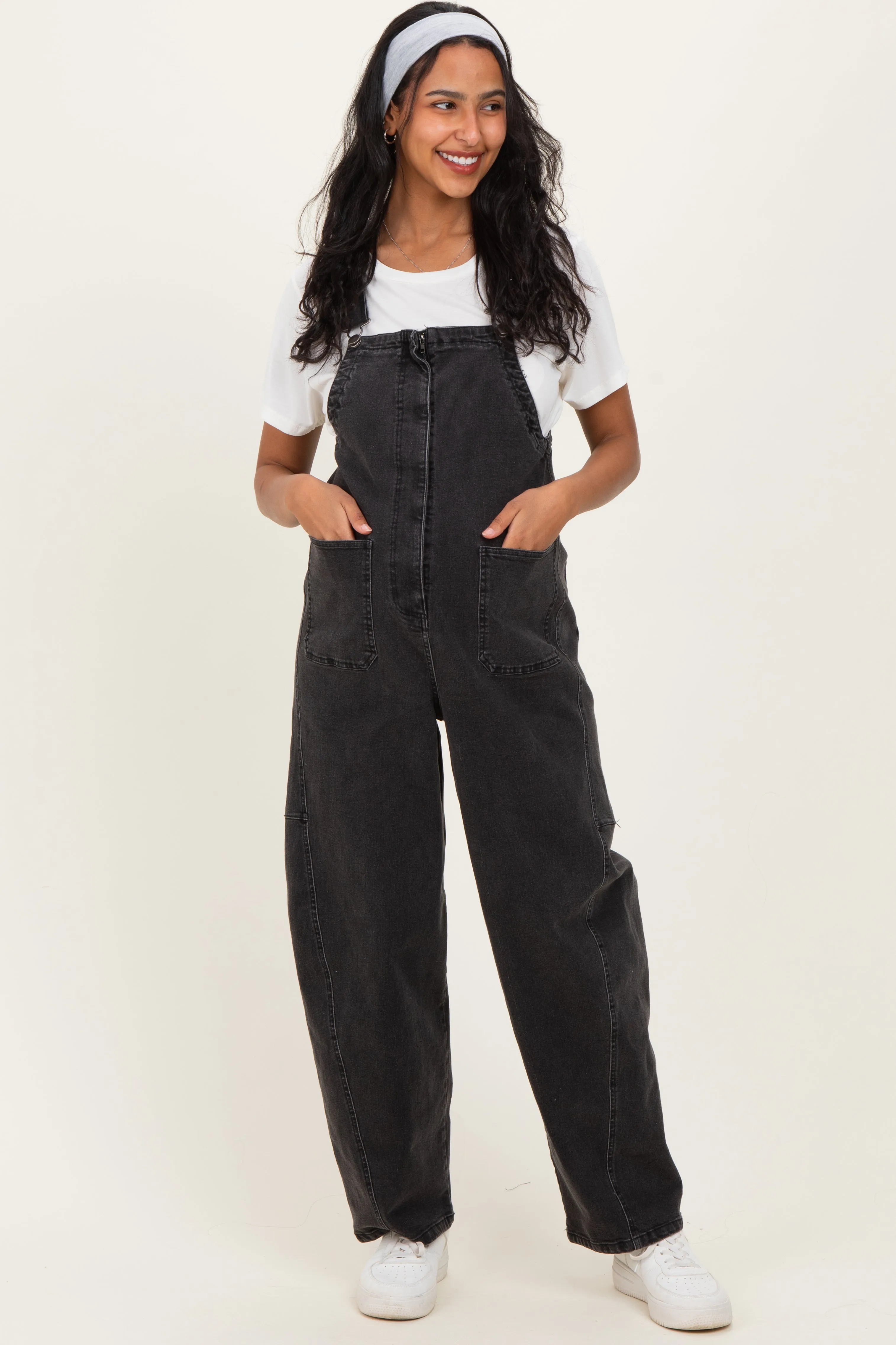 Black Washed Denim Maternity Overalls sold by Pinkblush product image thumbnail 2