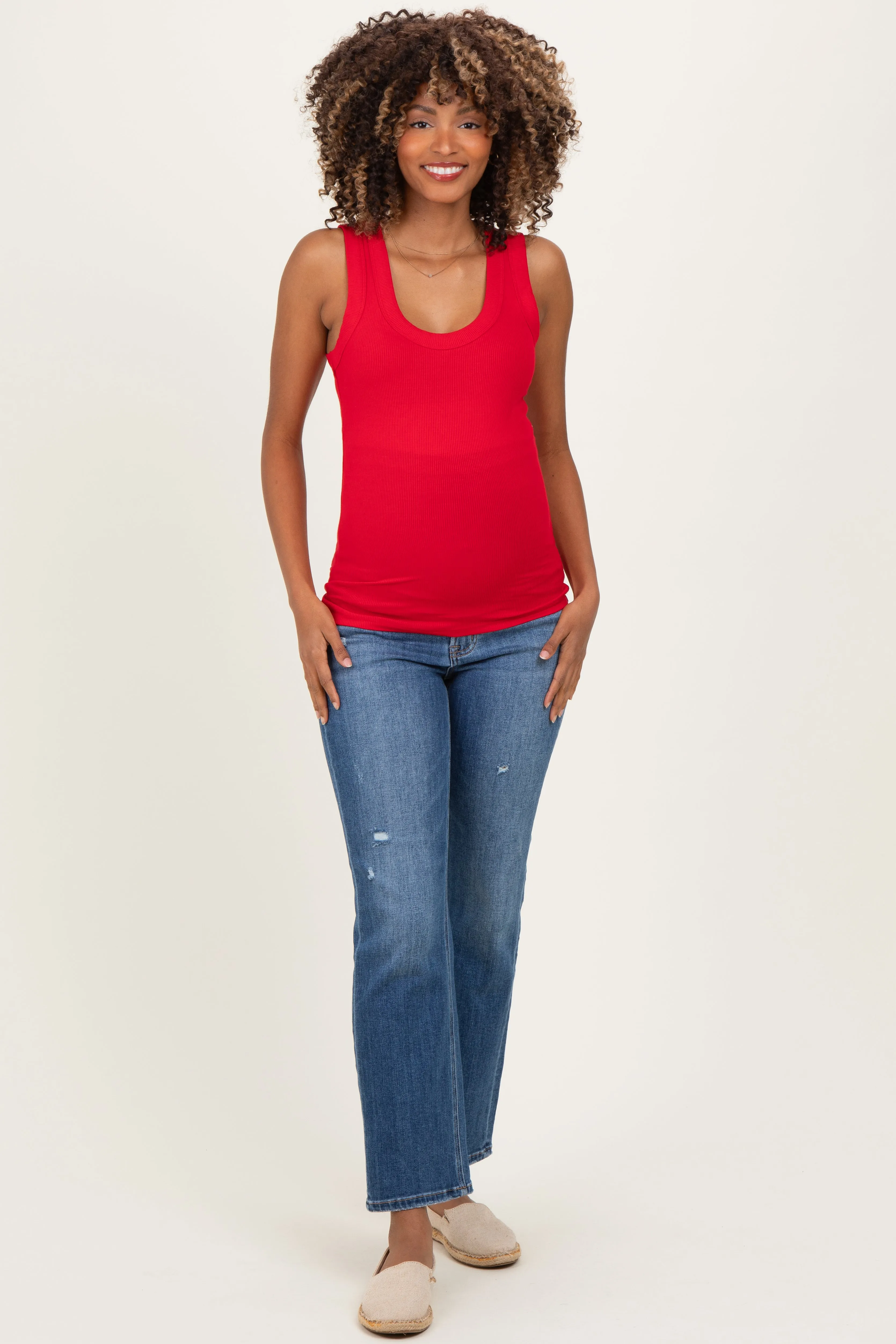 Ruby Ribbed Scoop Neck Maternity Tank Top sold by Pinkblush product image thumbnail 2