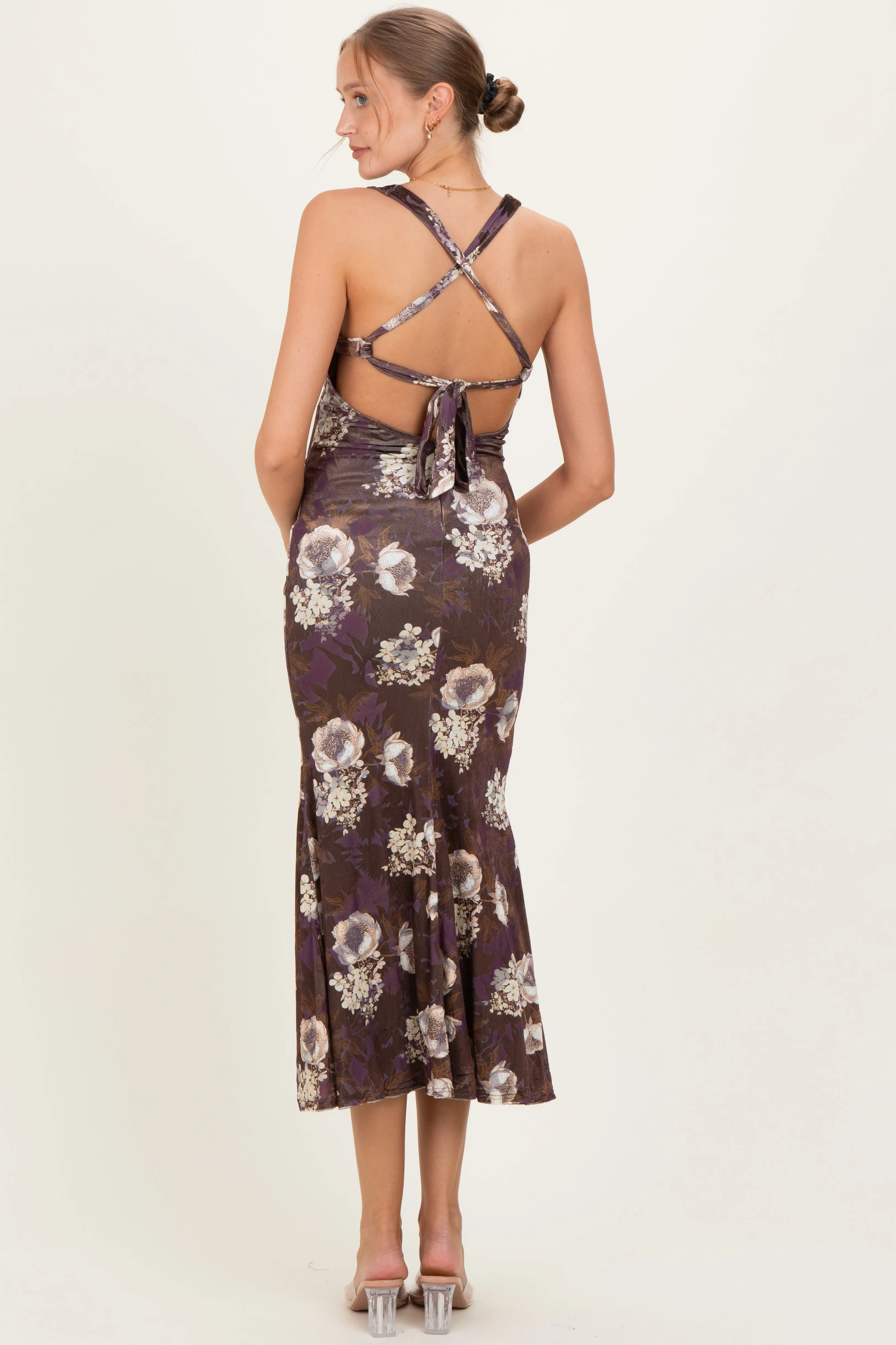 Chocolate Lace Up Back Maternity Midi Dress sold by Pinkblush product image thumbnail 4