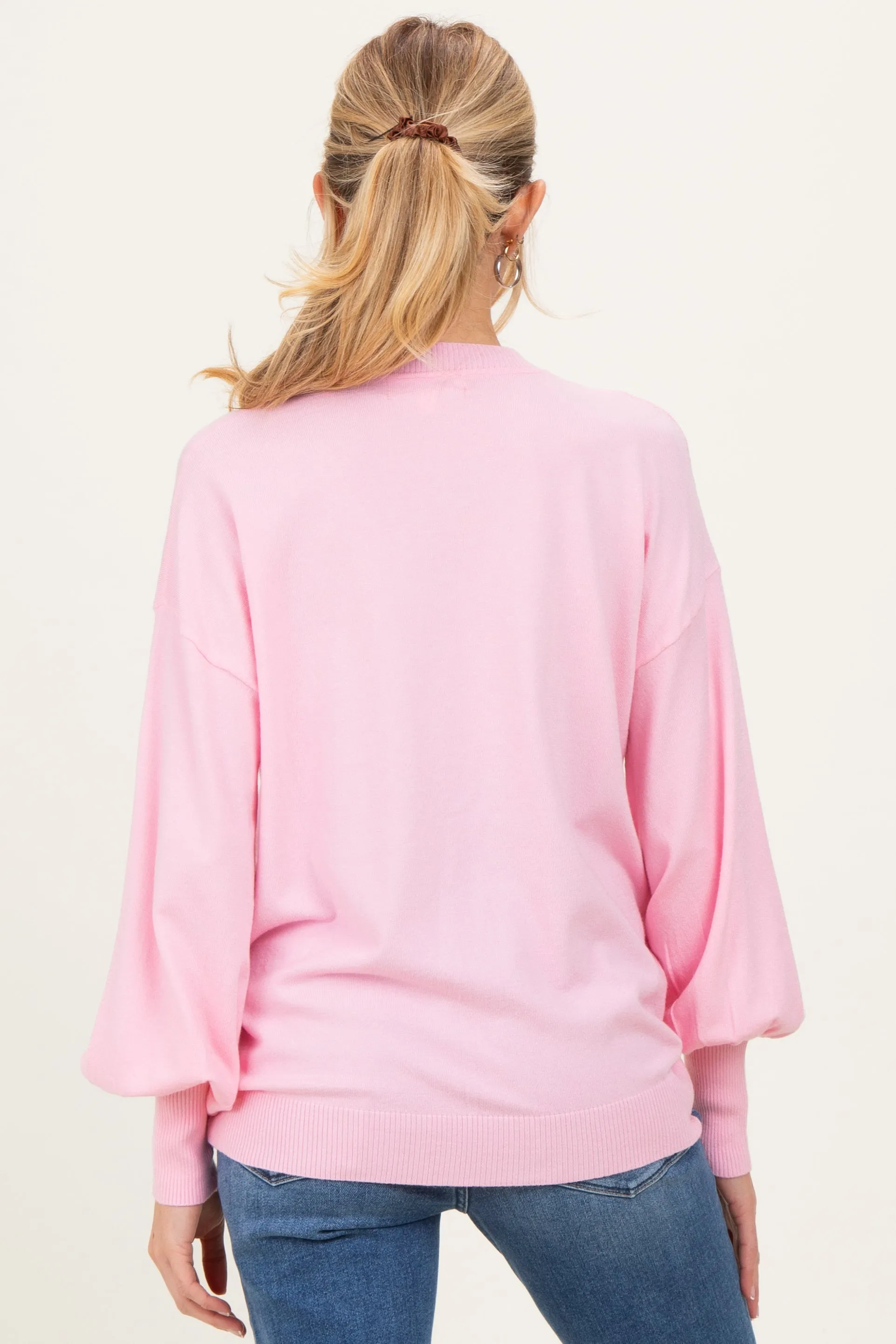 Light Pink Fine Knit Balloon Sleeve Maternity Sweater sold by Pinkblush product image thumbnail 3