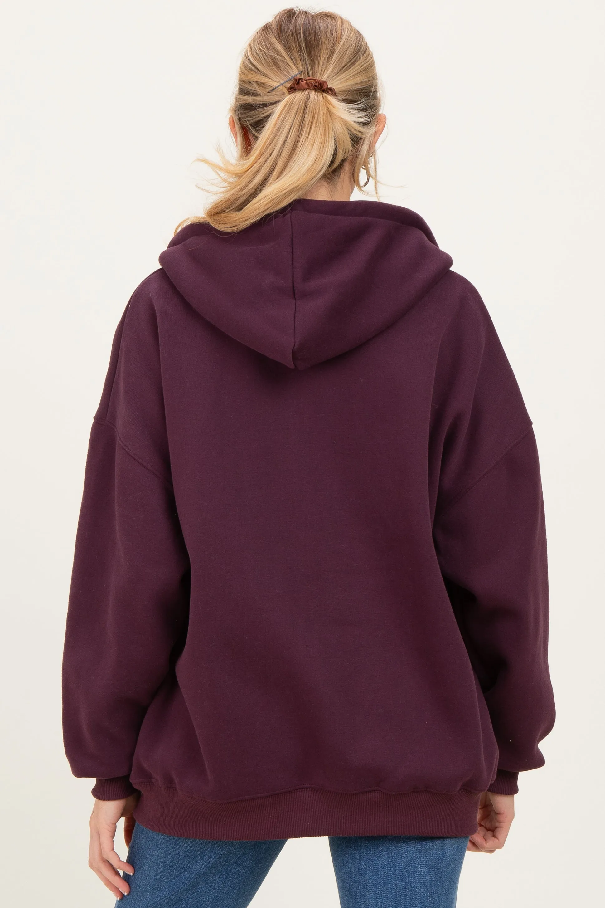 Burgundy Oversized Maternity Zip Up Hoodie sold by Pinkblush product image thumbnail 3